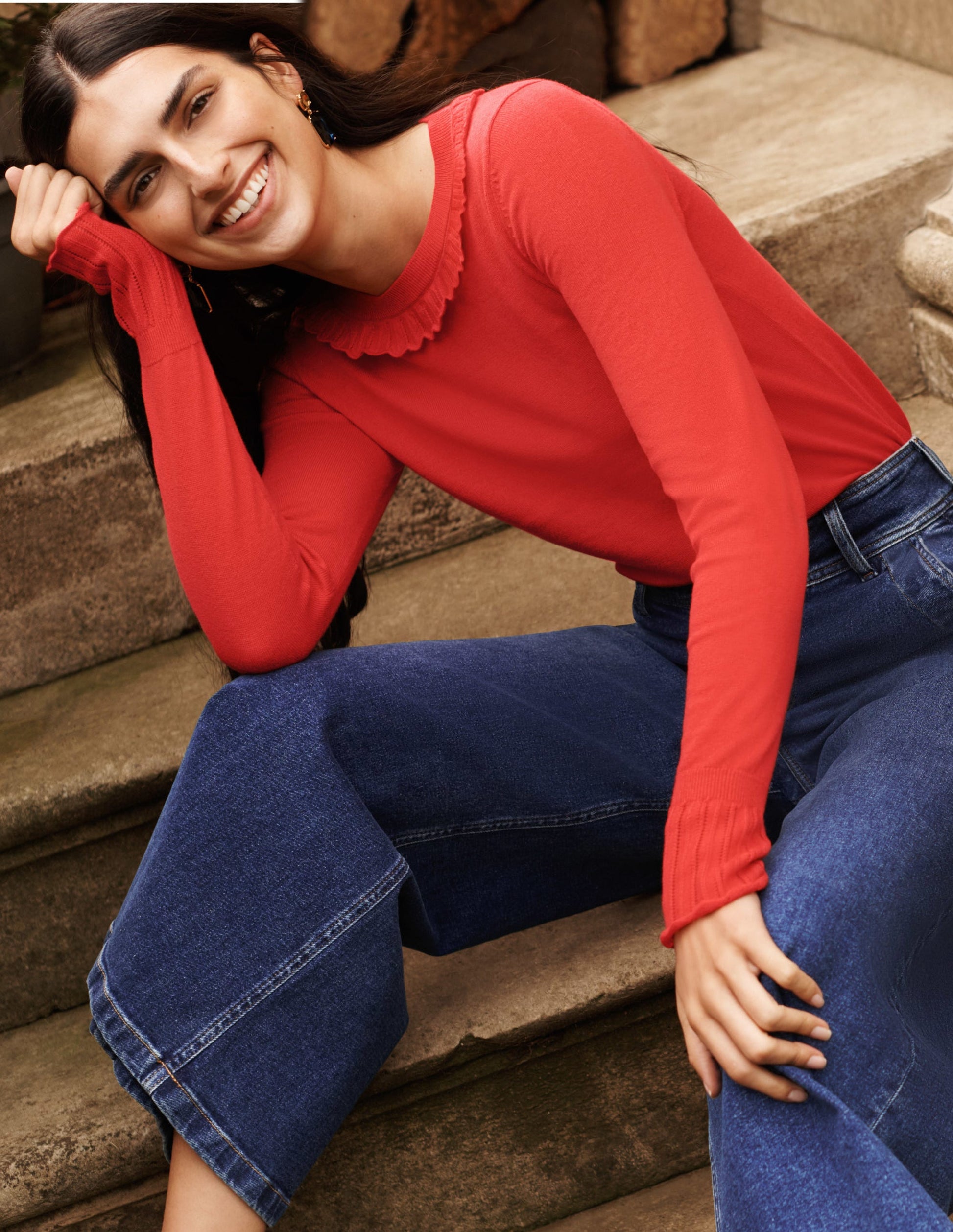 Aimee Pointelle-Pullover-Hellrot-5