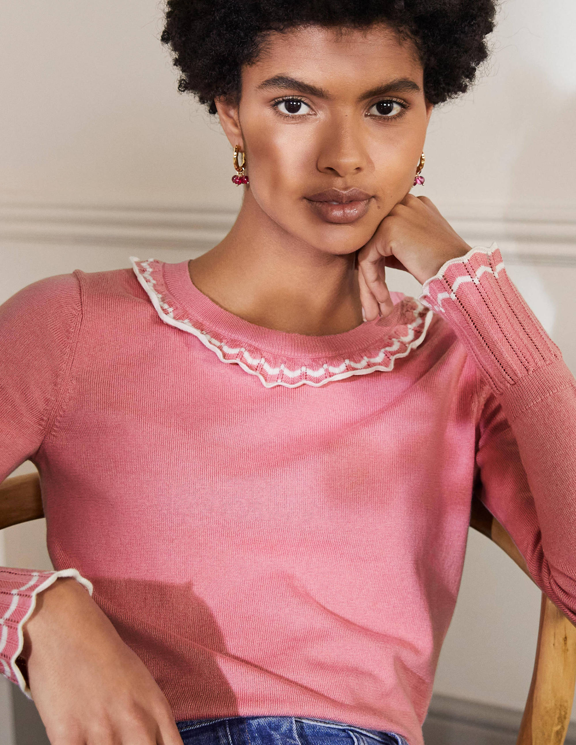 Pull Aimee en pointelle-Rose formica - Image 2