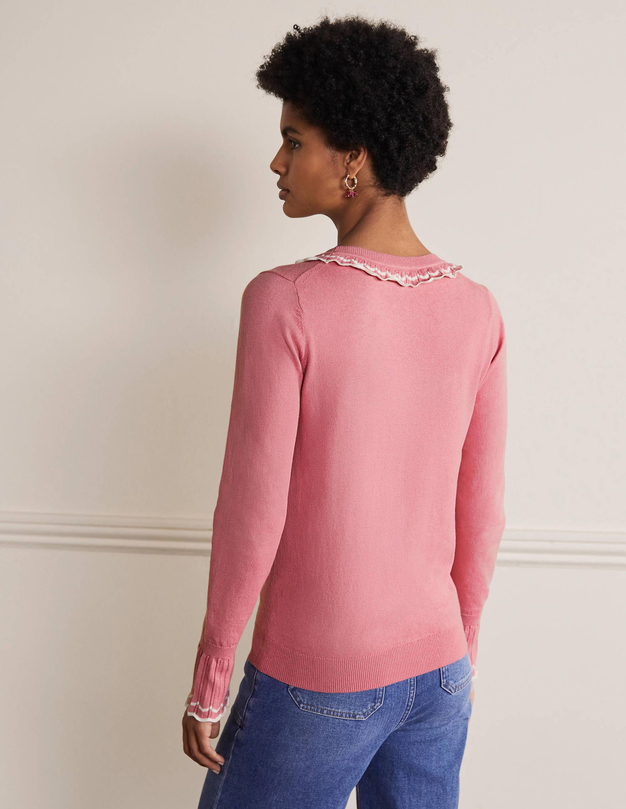 Pull Aimee en pointelle-Rose formica - Image 3