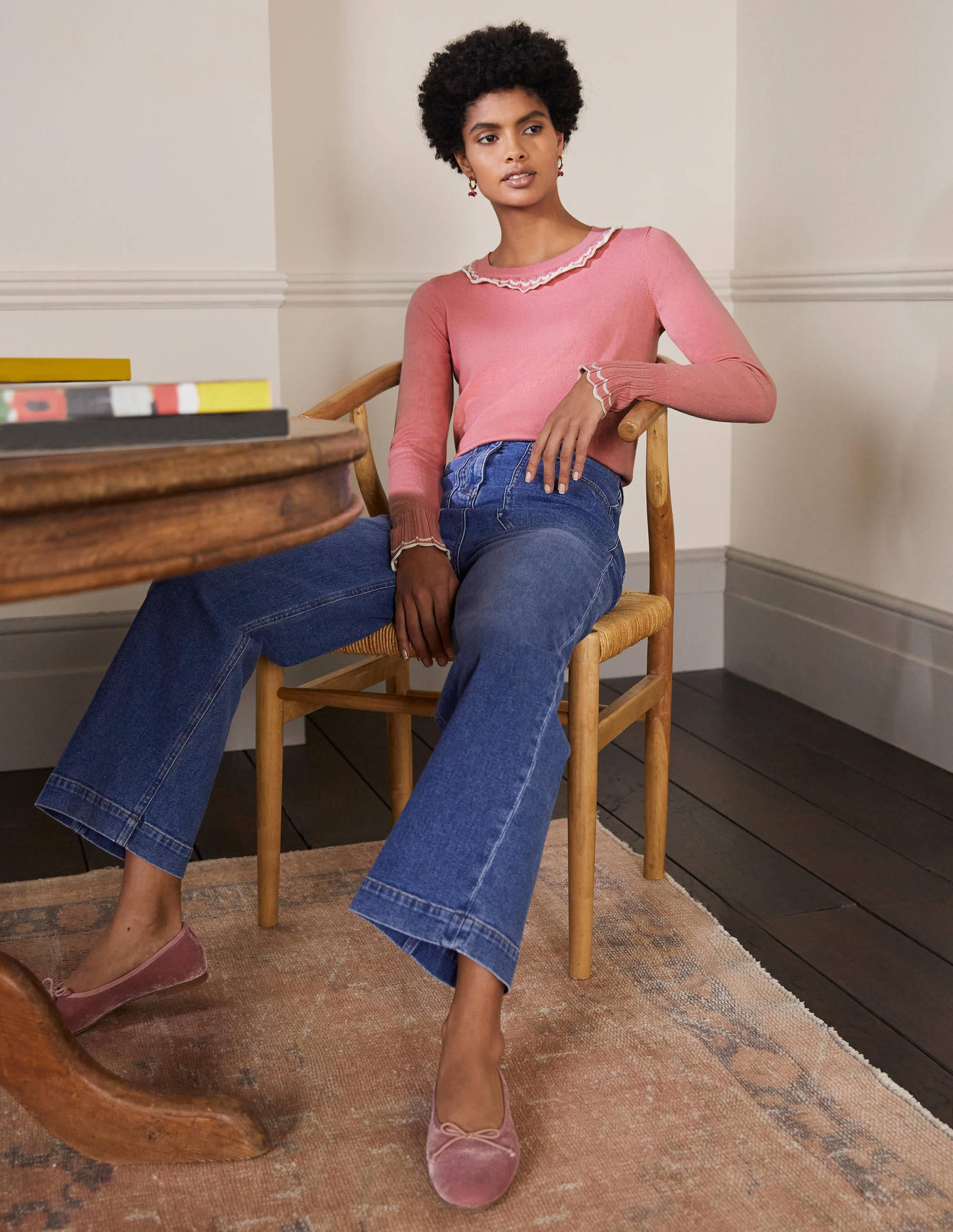 Pull Aimee en pointelle-Rose formica - Image 4