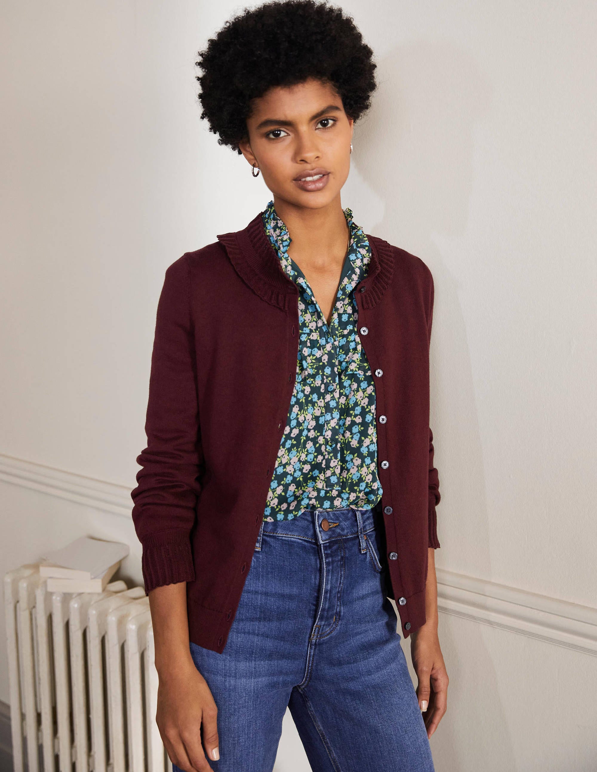 Frederica Pointelle-Cardigan-Dunkelviolett - Image 1