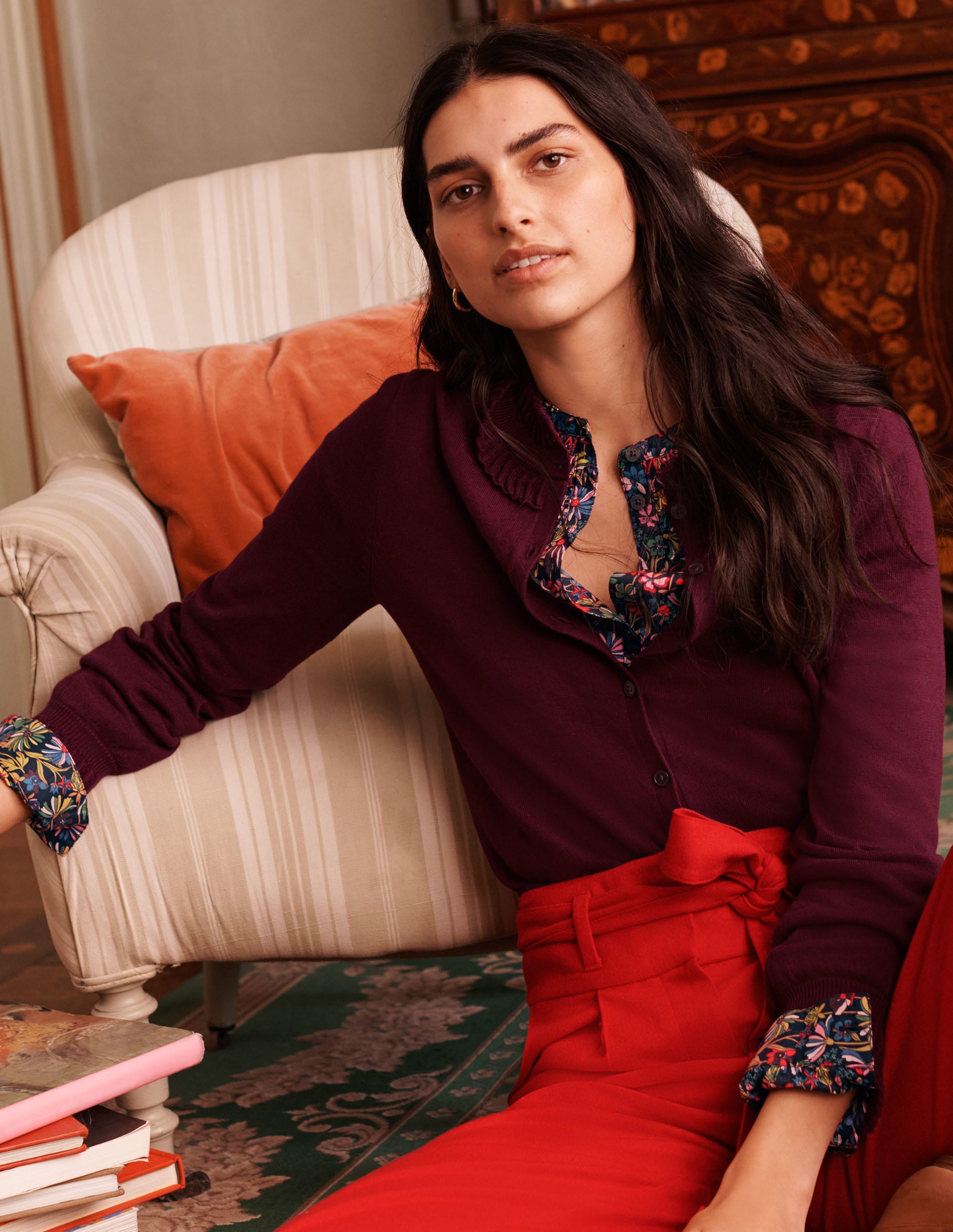 Frederica Pointelle-Cardigan-Dunkelviolett - Image 5