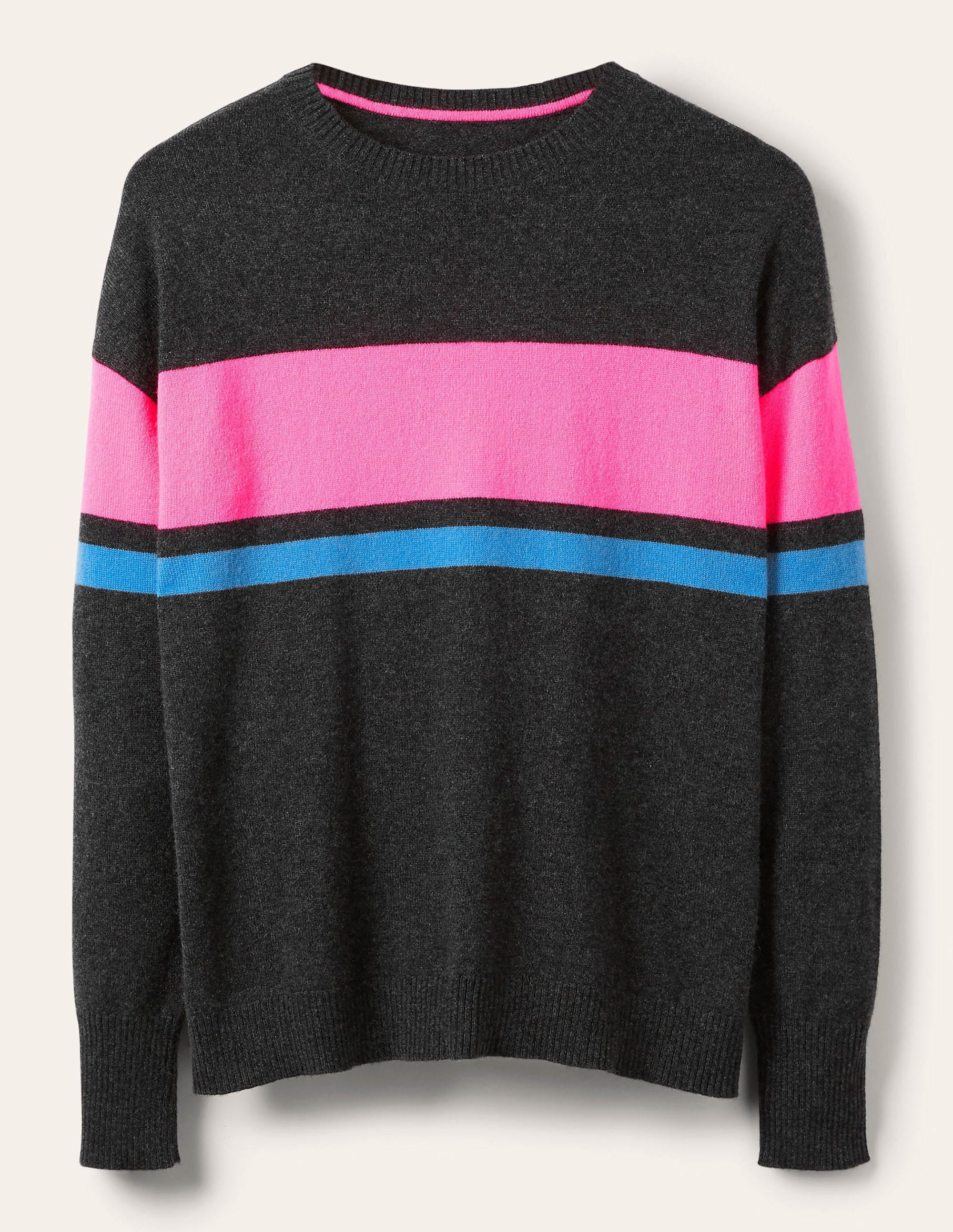 Pull Margot en cachemire-Diamant noir, rayé fluo - Image 5