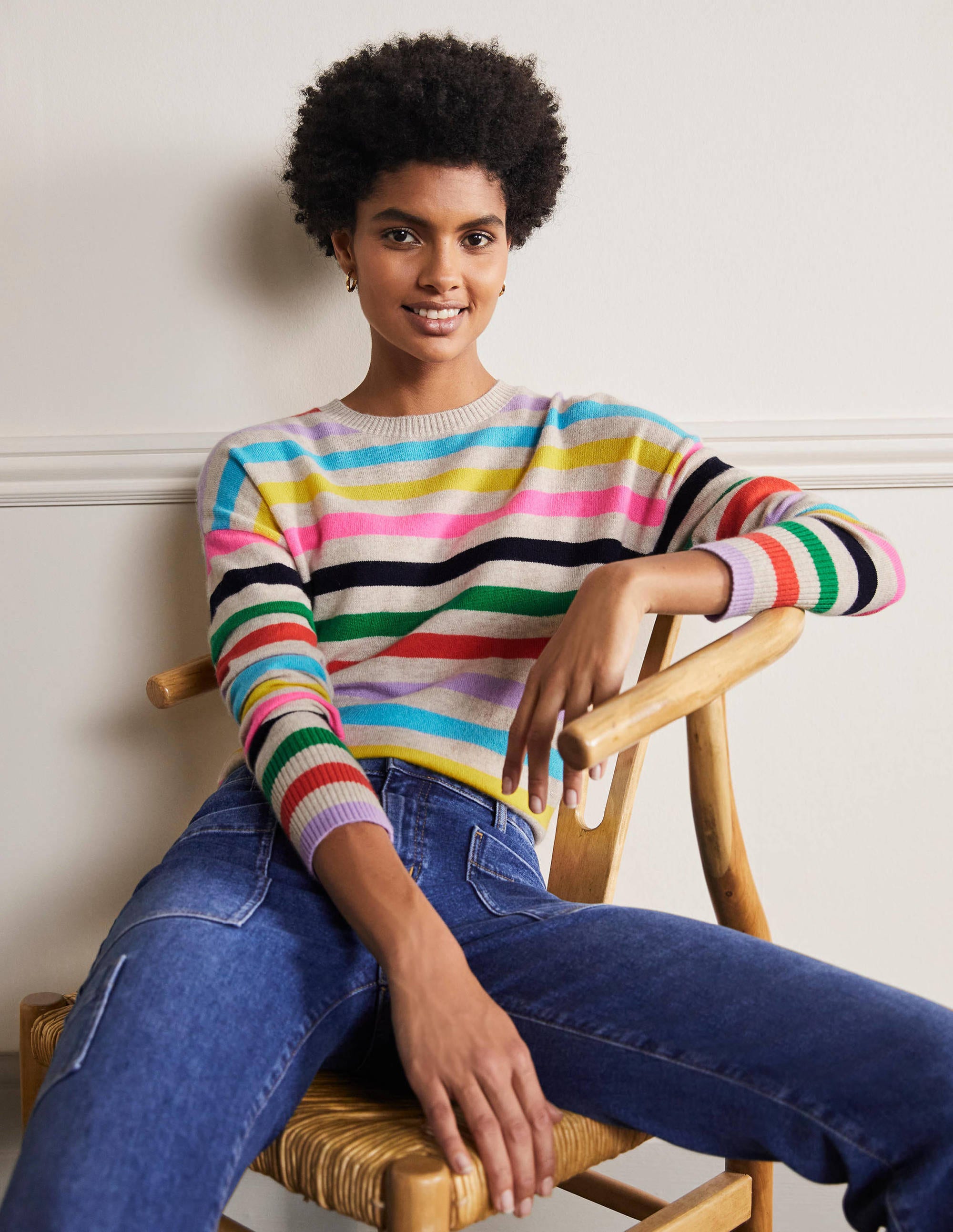 Pull Margot en cachemire-Rayé prisme - Image 1