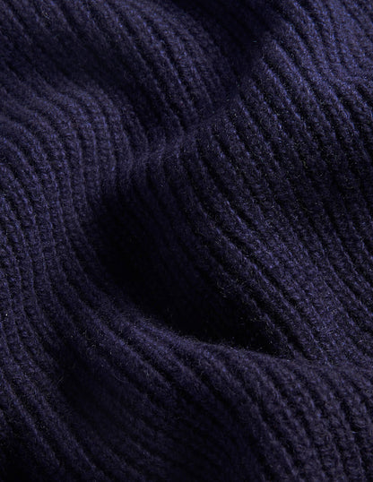 Pull côtelé sans manches et décontracté-Bleu marine-7