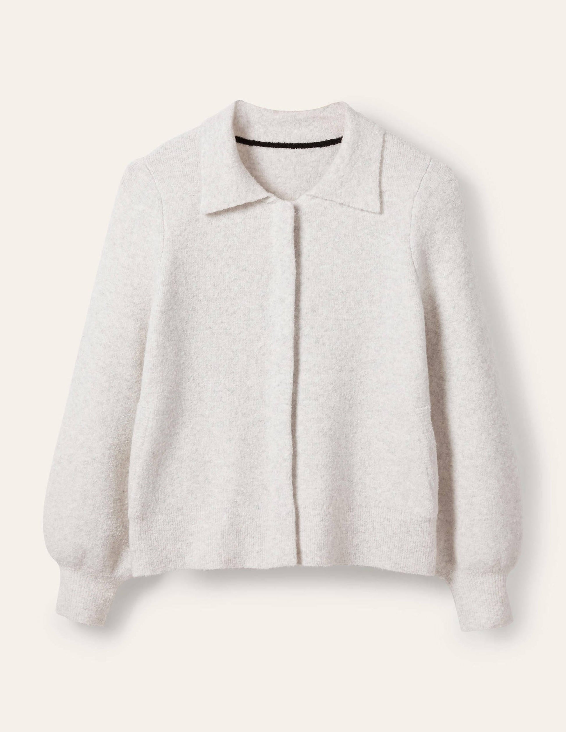 Veste bomber en maille-Argenté chiné-6