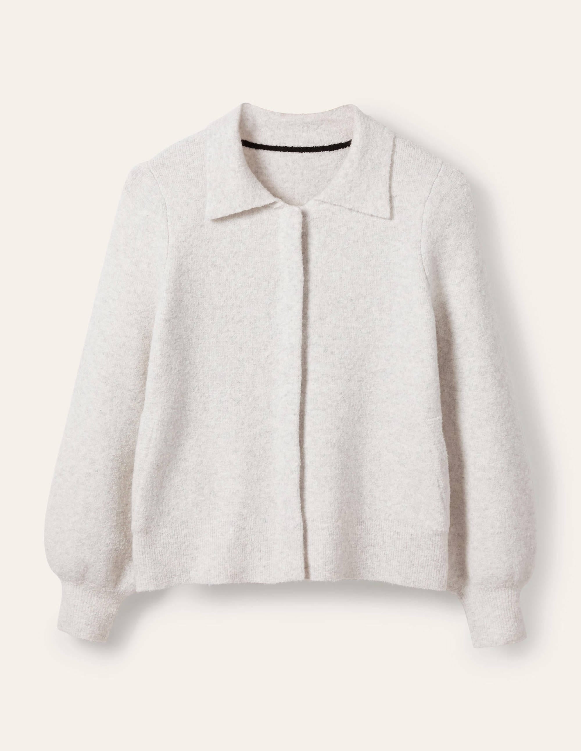 Veste bomber en maille-Argenté chiné - Image 6