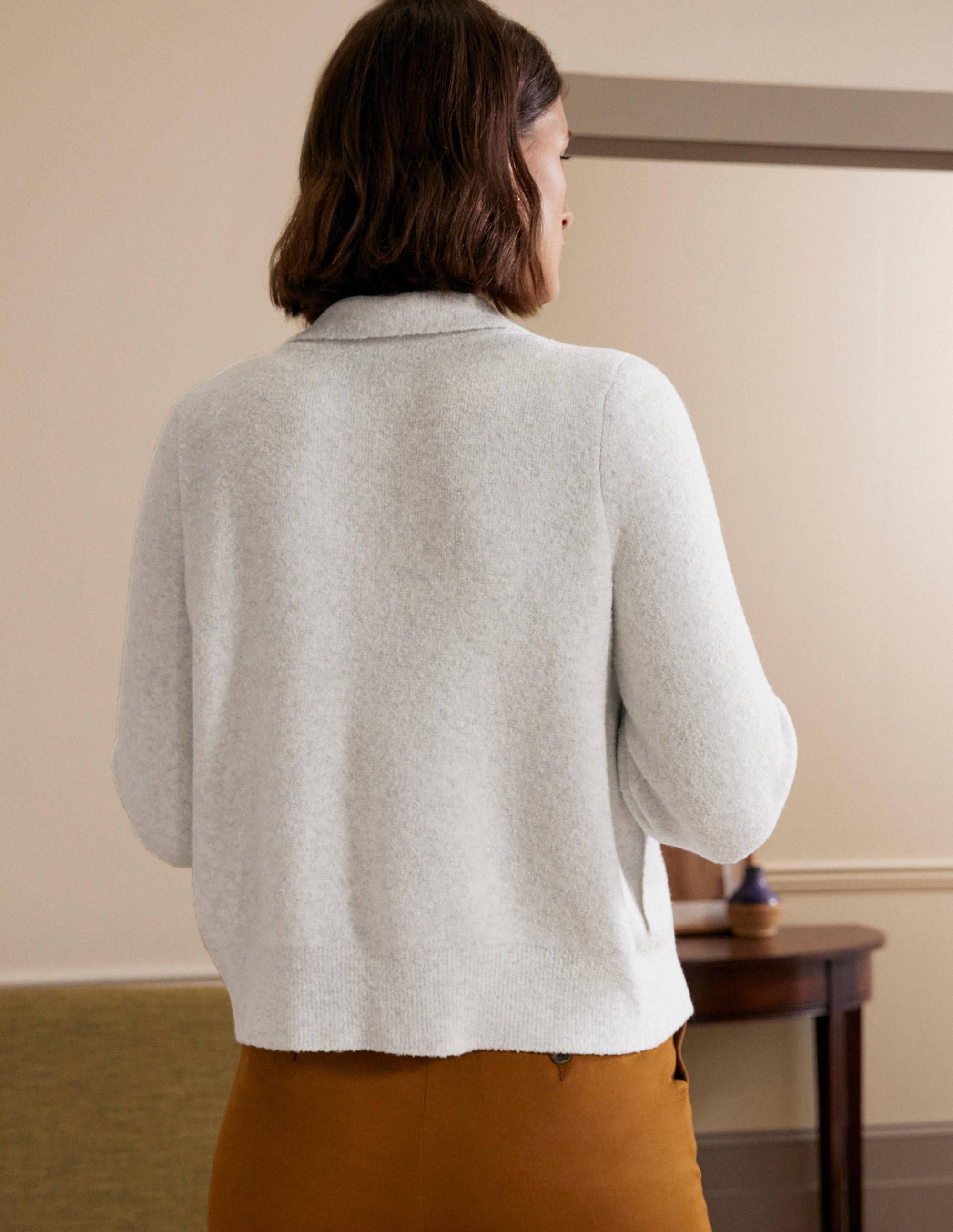 Veste bomber en maille-Argenté chiné - Image 3