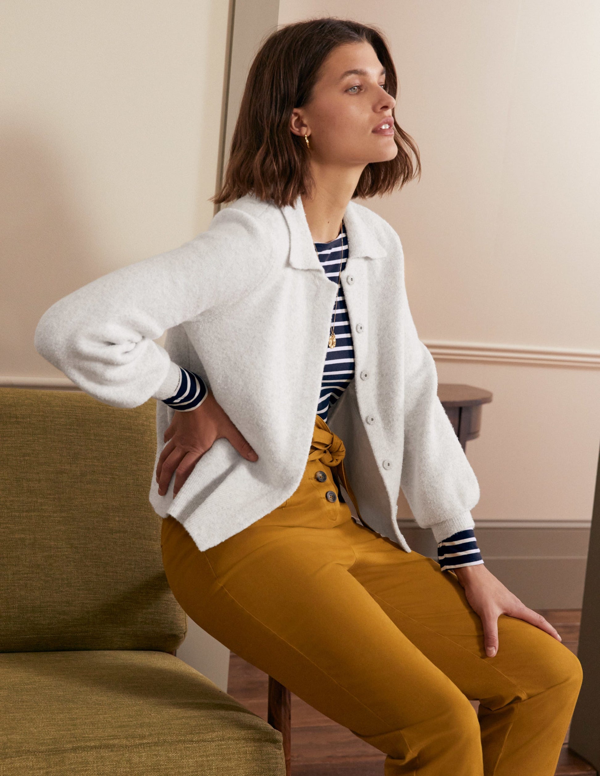 Veste bomber en maille-Argenté chiné-5