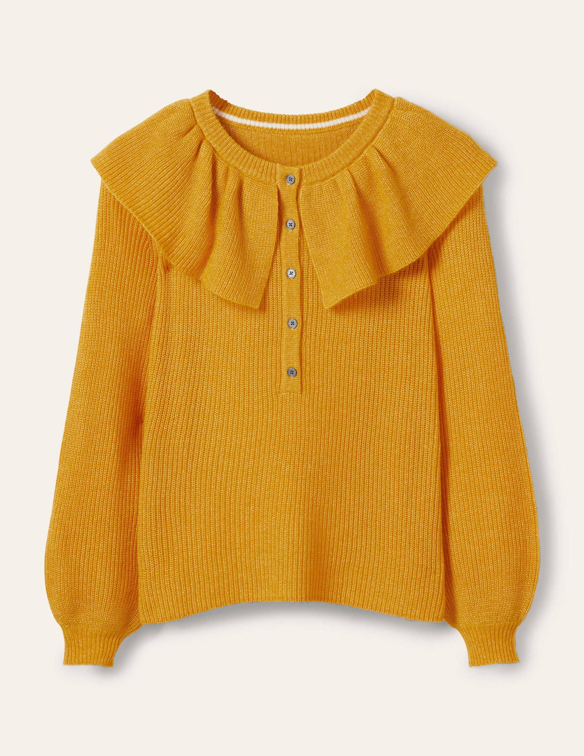 Pull duveteux à col volanté-Soleil toscan-6