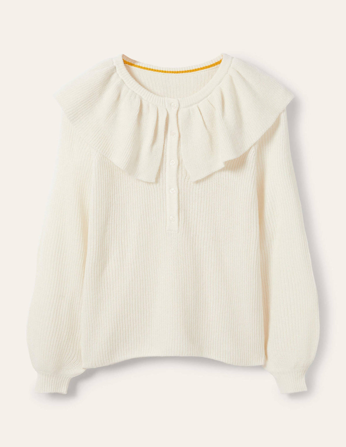 Flauschiger Pullover mit Rüschenkragen-Naturweiß - Image 5