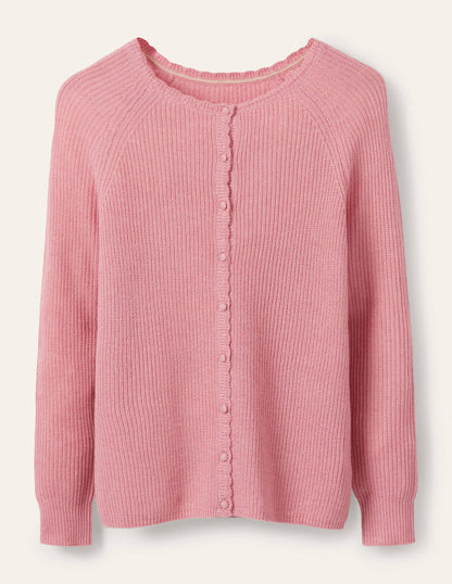 Ella Flauschiger Cardigan mit Muschelsaum-Kirschblütenrosa-5