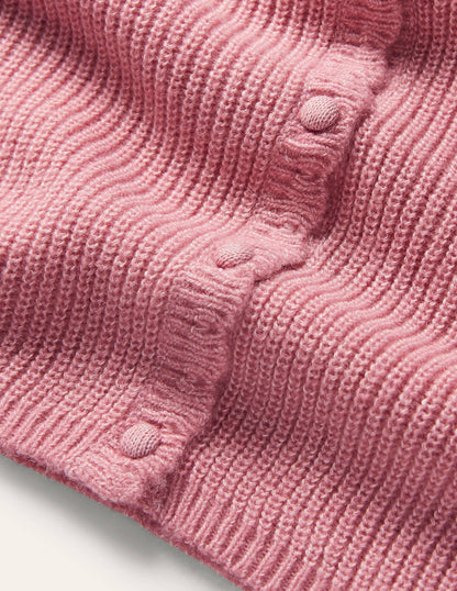 Ella Flauschiger Cardigan mit Muschelsaum-Kirschblütenrosa-6