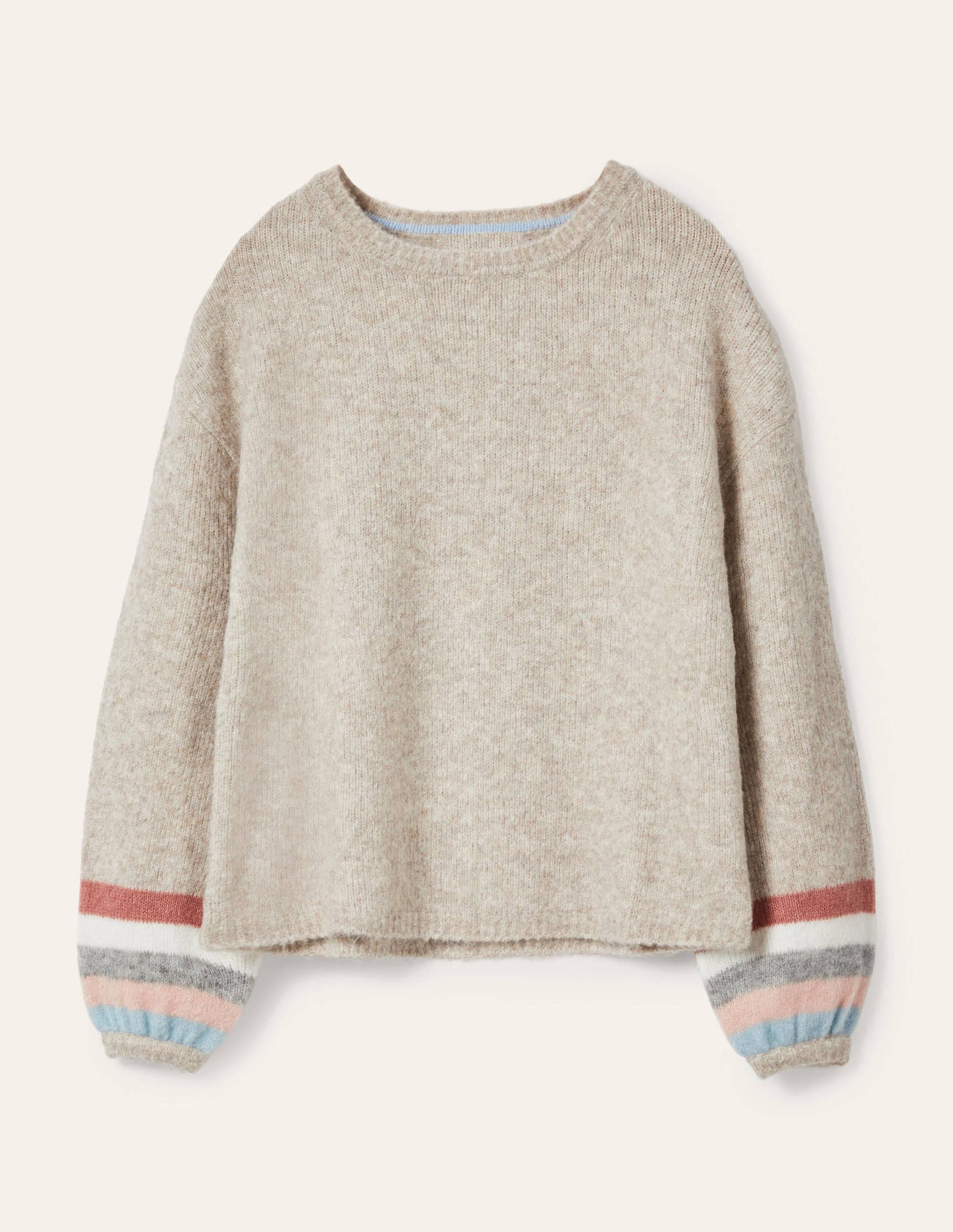 Pull duveteux rayé-Avoine chiné-6