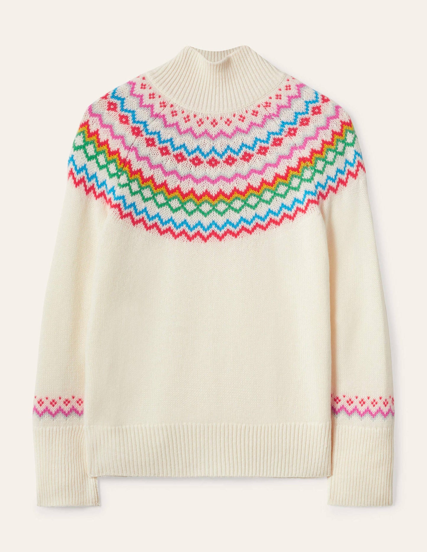 Anna Kaschmirpullover-Perlweiß, Fair-Isle-Muster