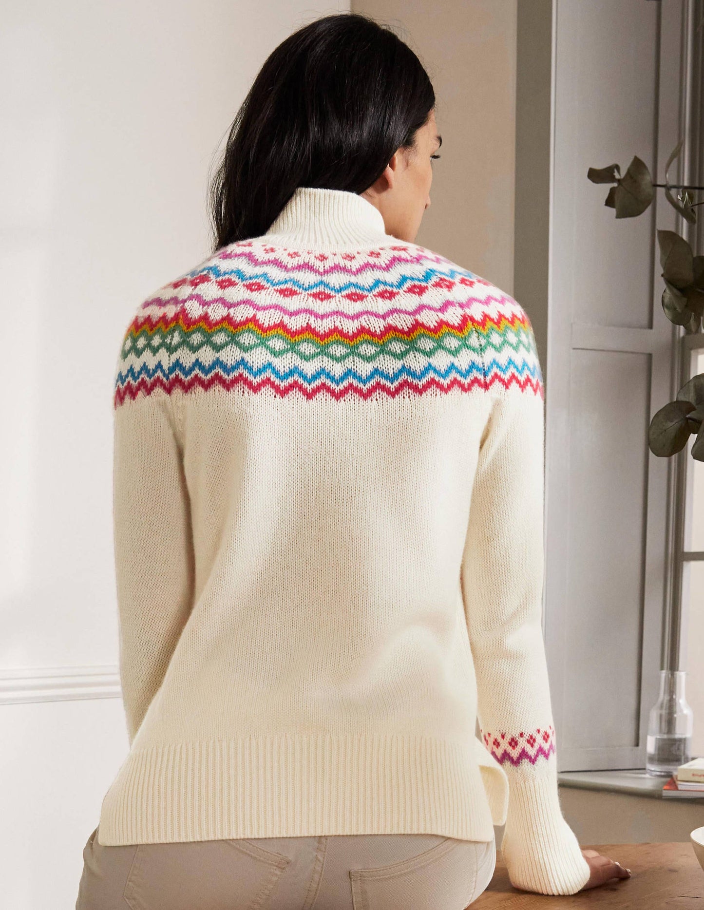 Anna Kaschmirpullover-Perlweiß, Fair-Isle-Muster