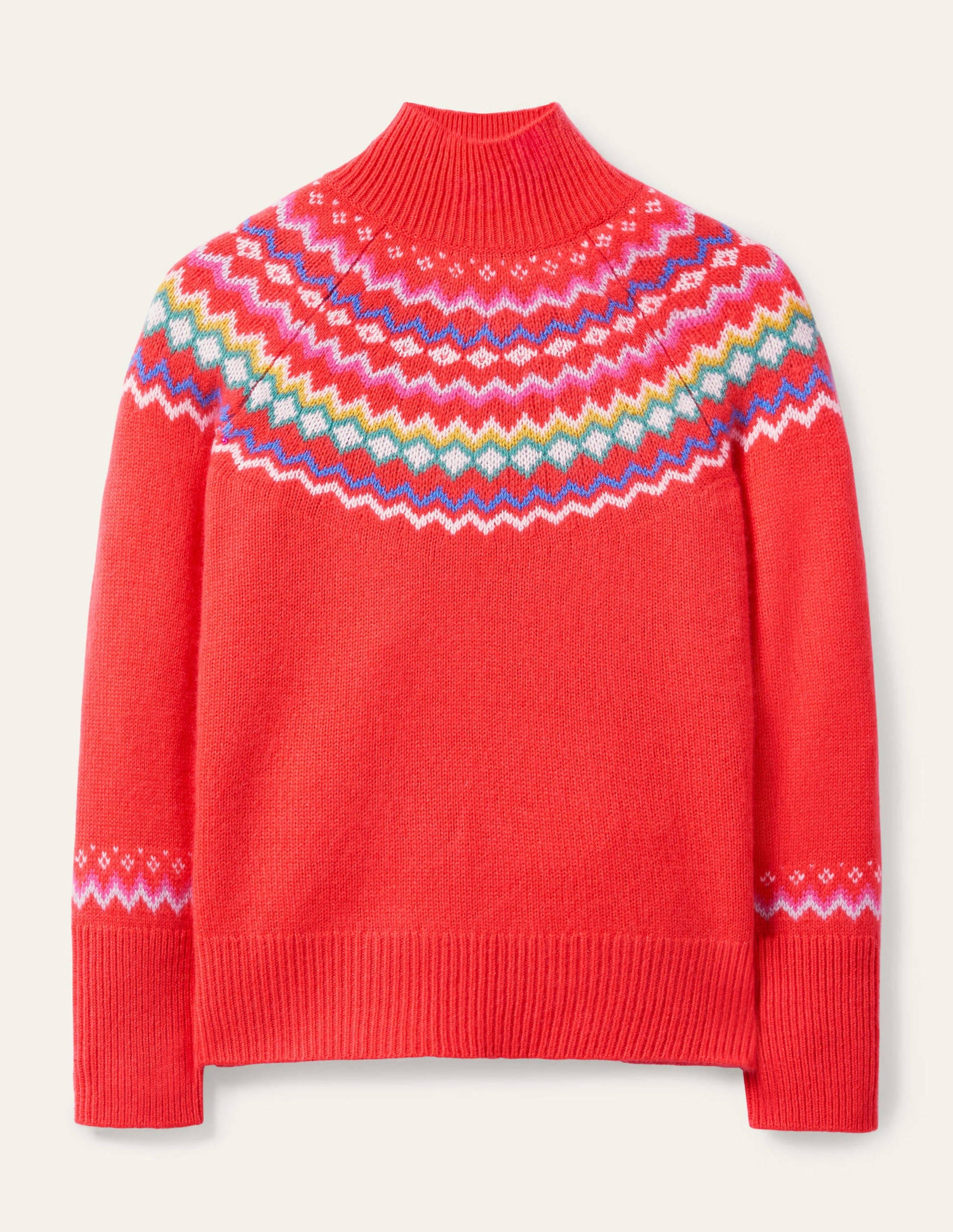 Anna Kaschmirpullover-Korallenrosa, Fair-Isle-Muster-5