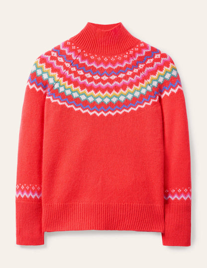 Anna Kaschmirpullover-Korallenrosa, Fair-Isle-Muster-5
