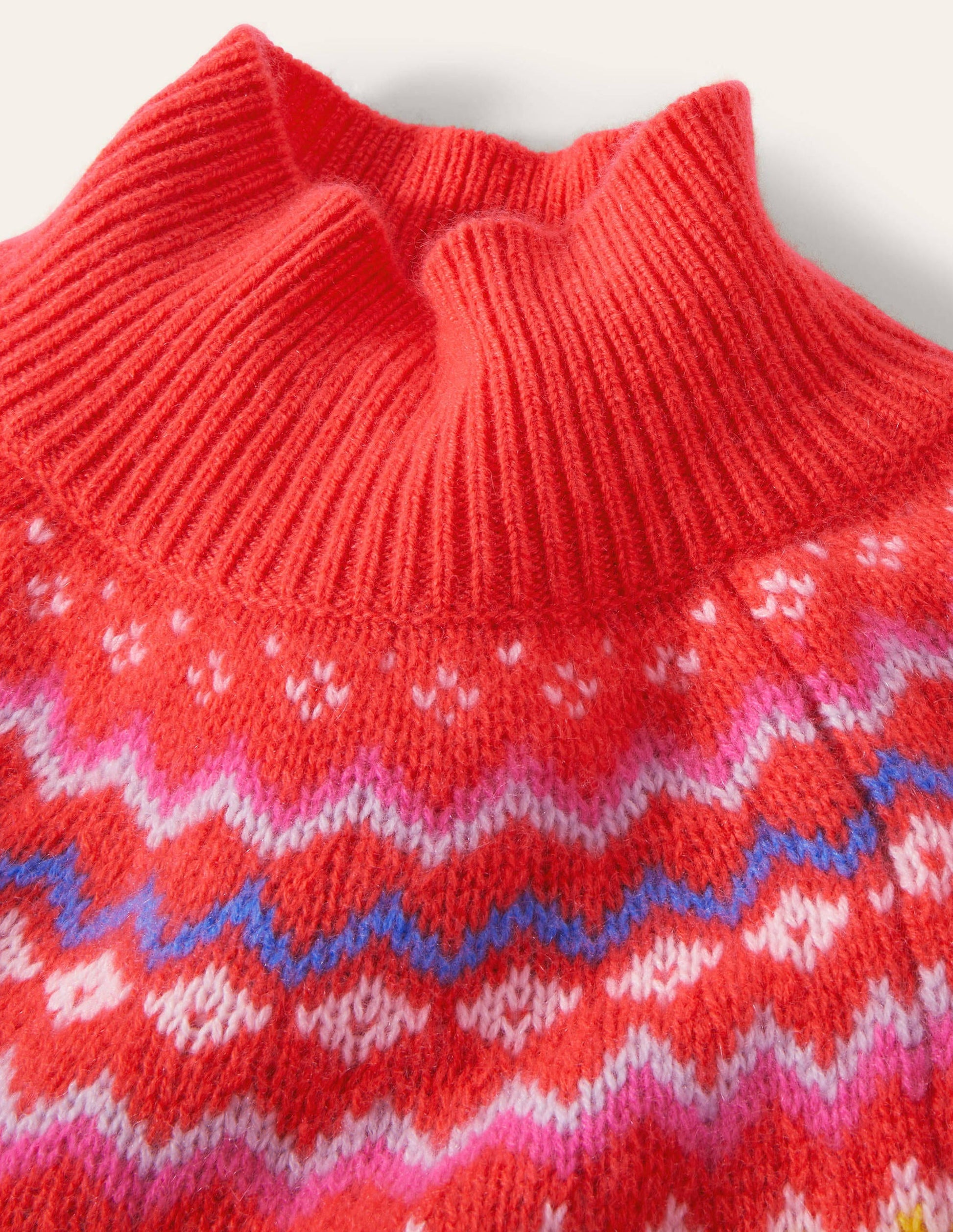 Anna Kaschmirpullover-Korallenrosa, Fair-Isle-Muster-6