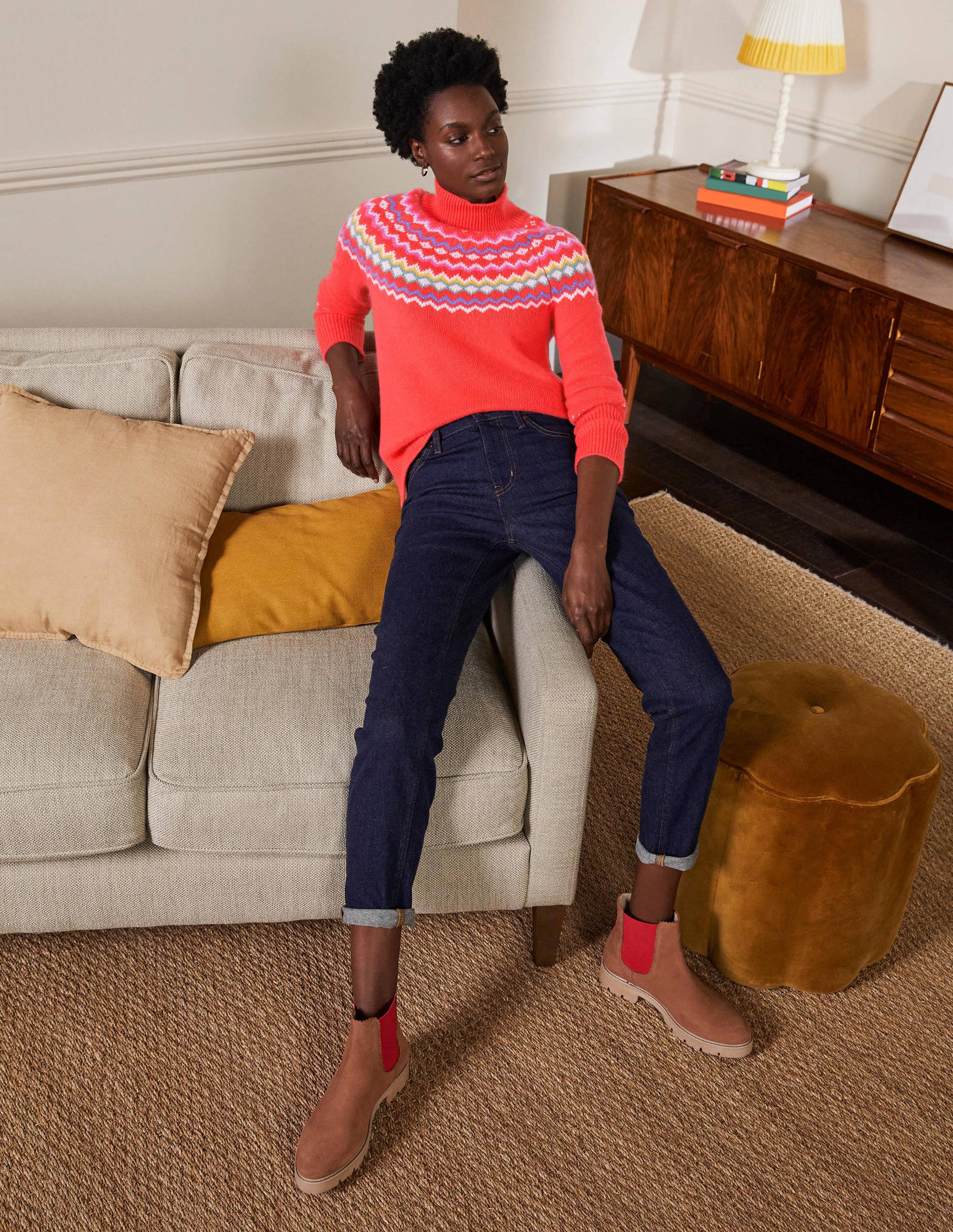 Anna Kaschmirpullover-Korallenrosa, Fair-Isle-Muster-4