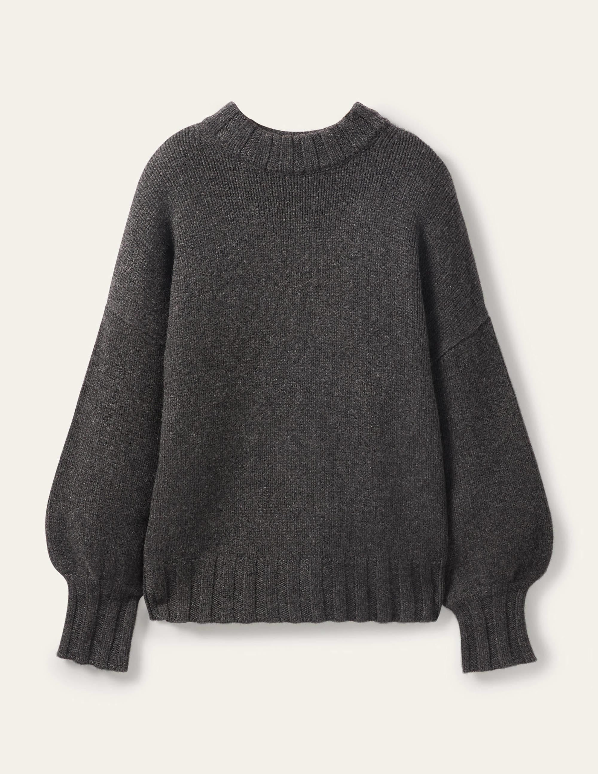 Grobstrickpullover aus Kaschmir-Anthrazit Melange - Image 6