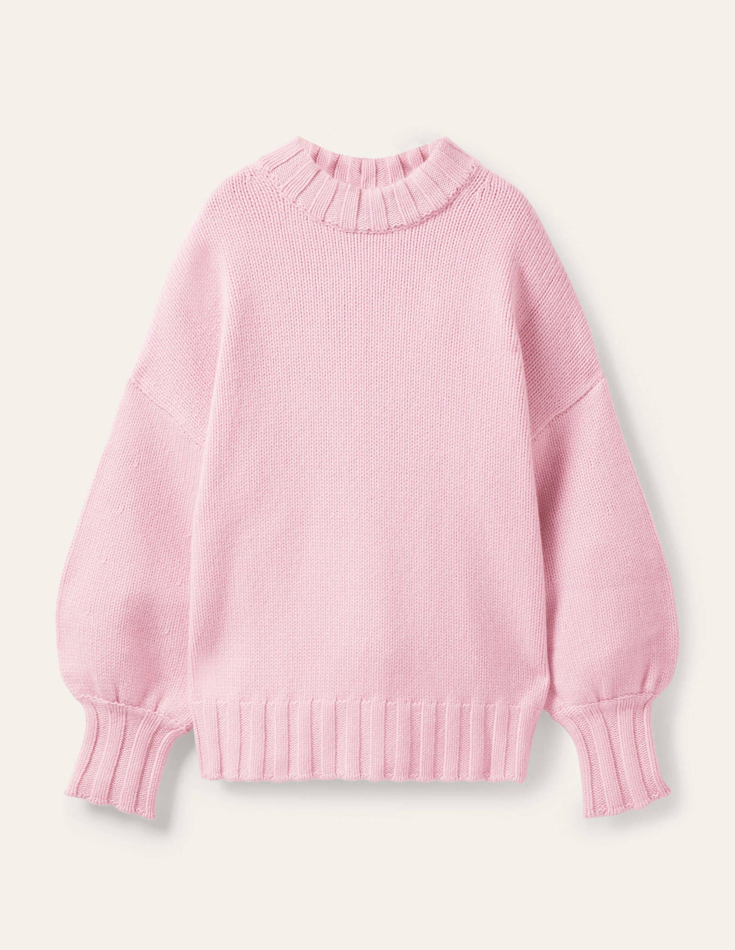Grobstrickpullover aus Kaschmir-Rosa, Diamantenmuster