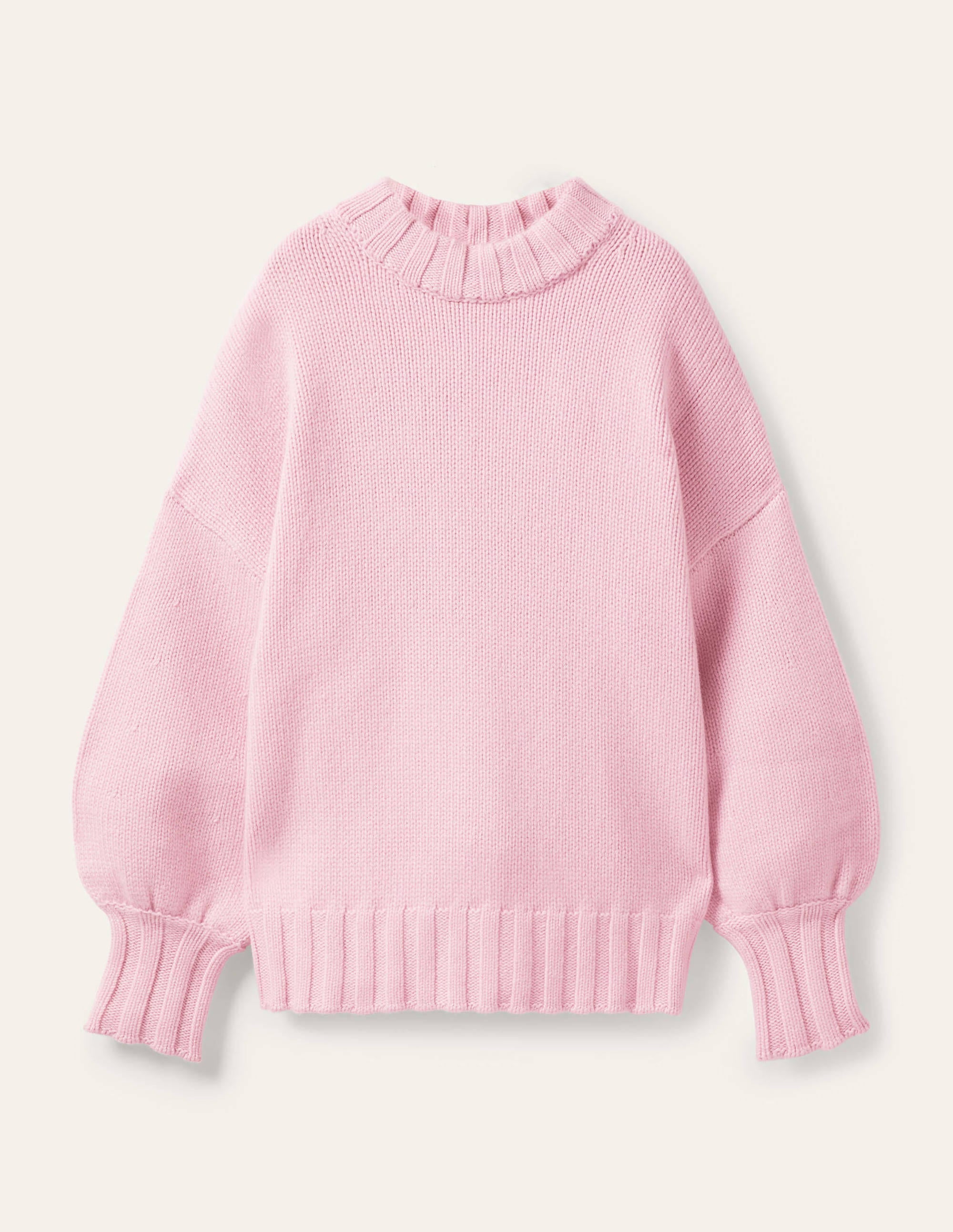 Grobstrickpullover aus Kaschmir-Rosa, Diamantenmuster - Image 6