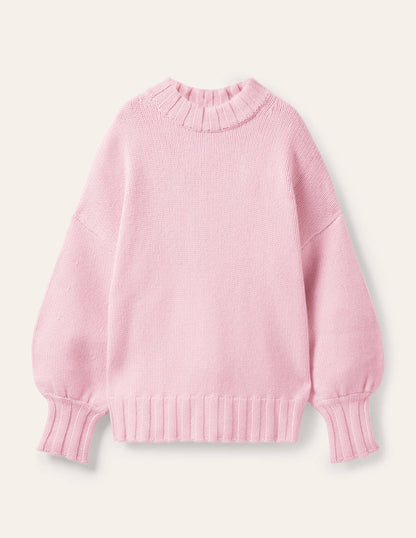 Grobstrickpullover aus Kaschmir-Rosa, Diamantenmuster-6