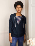 Kaschmir-Hoodie mit Reißverschluss-Marineblau