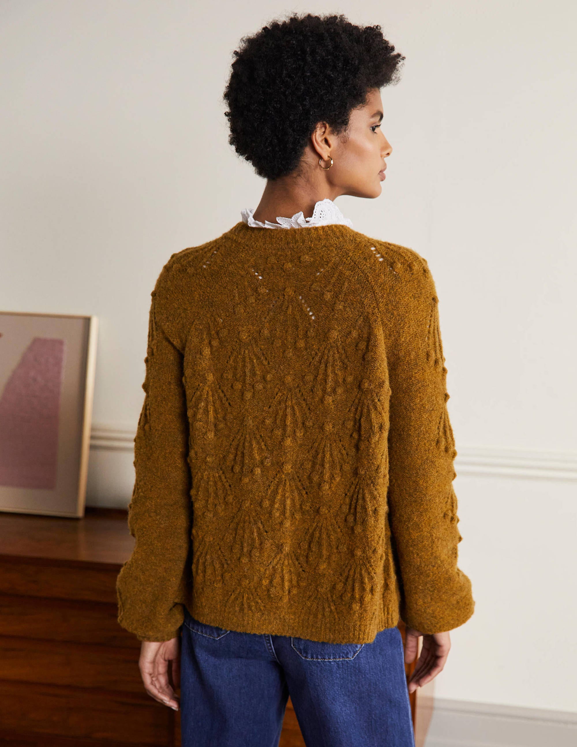 Relaxed Cable Cardigan-Moss Brown - Image 3