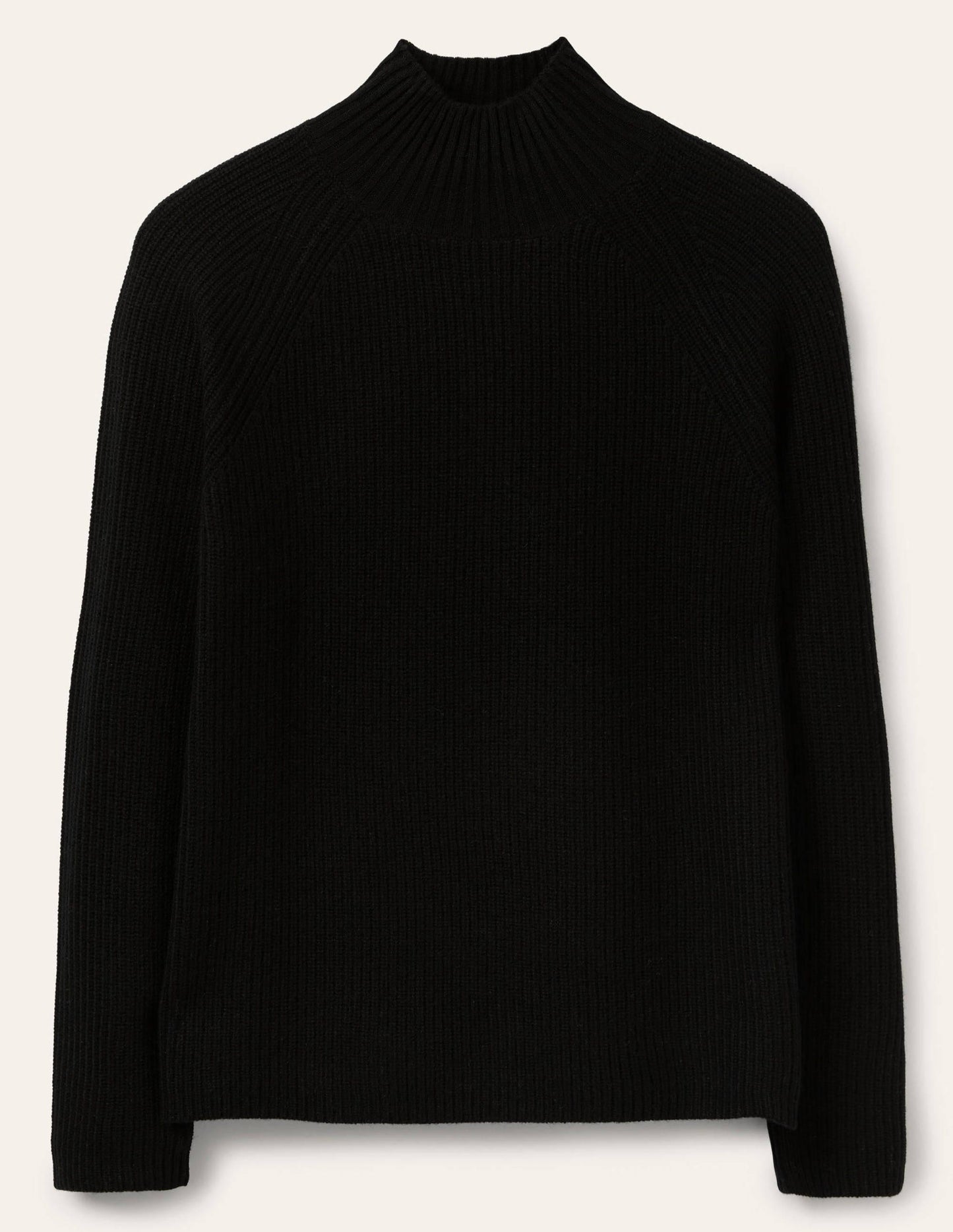 Mia Gerippter Pullover mit hohem Kragen-Schwarz