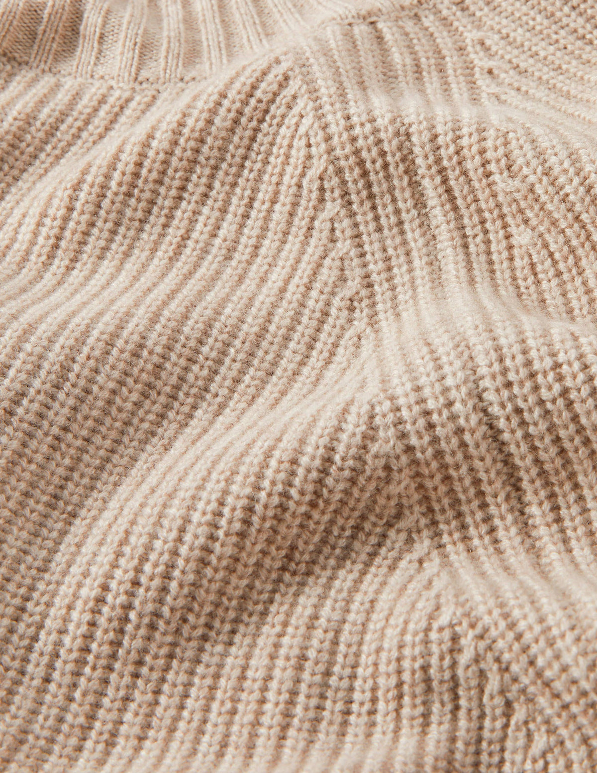 Mia Gerippter Pullover mit hohem Kragen-Hellbeige Melange - Image 4