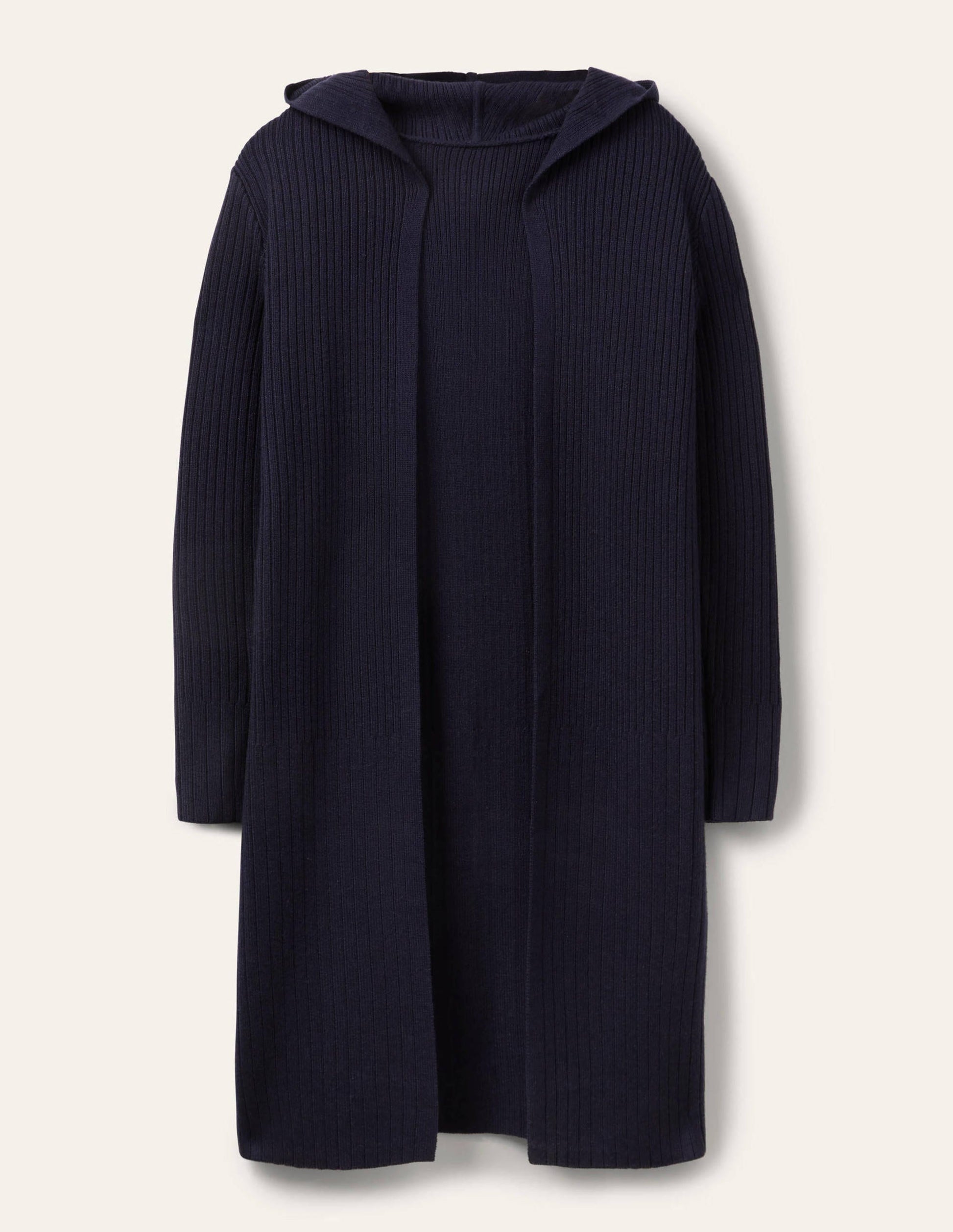 Lockerer Cardigan mit Kapuze-Marineblau-6
