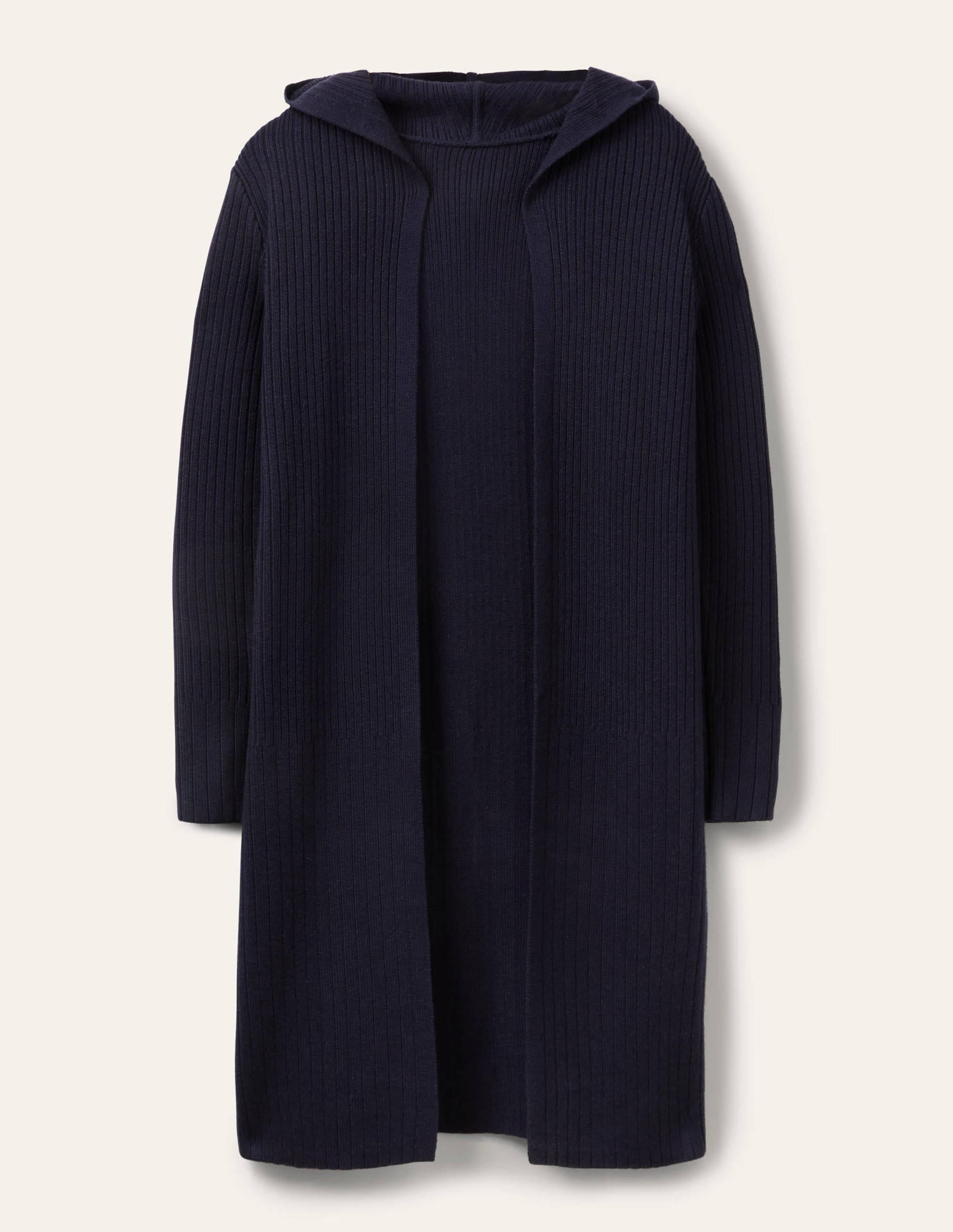 Lockerer Cardigan mit Kapuze-Marineblau - Image 6