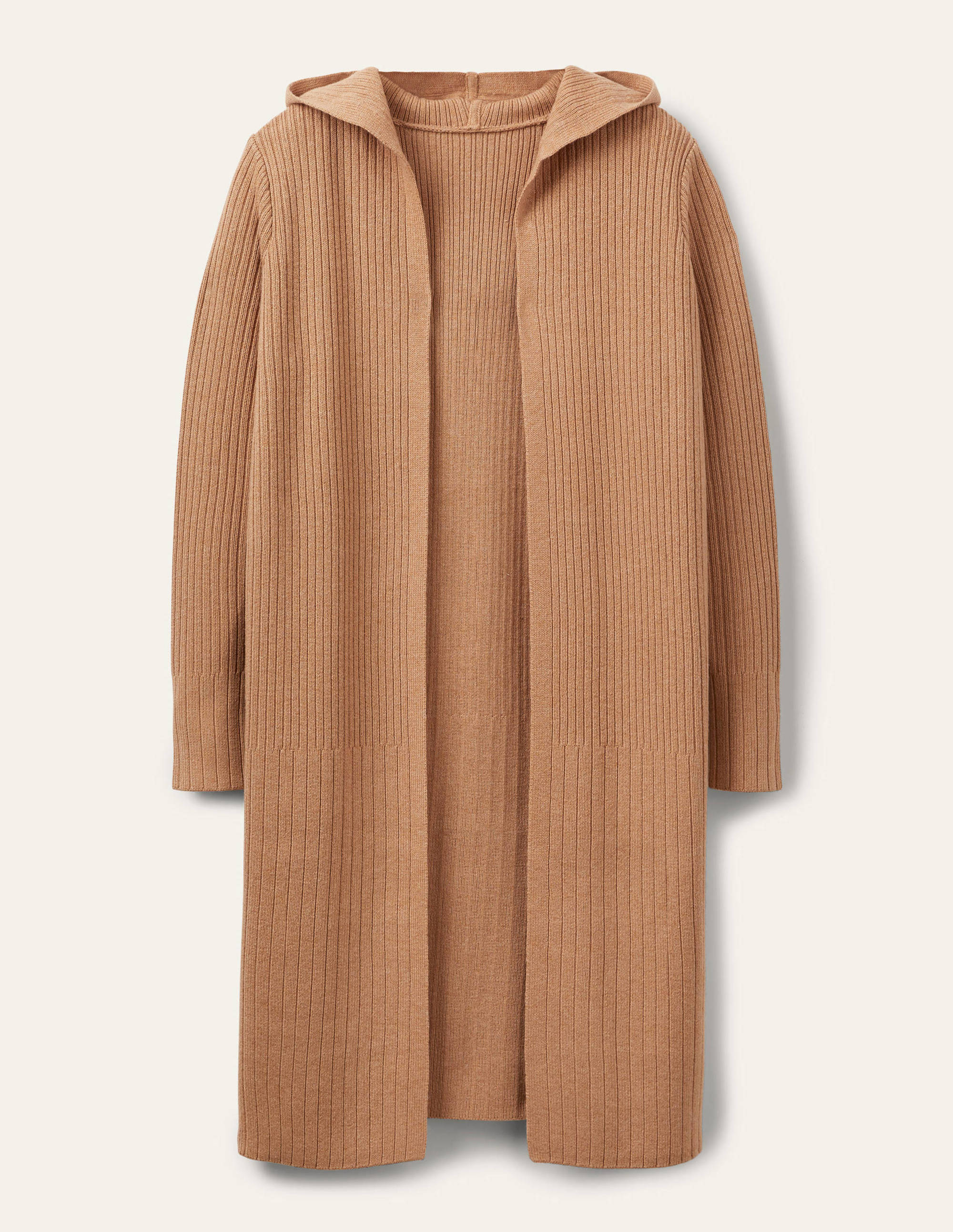 Lockerer Cardigan mit Kapuze-Kamelbraun Melange - Image 6