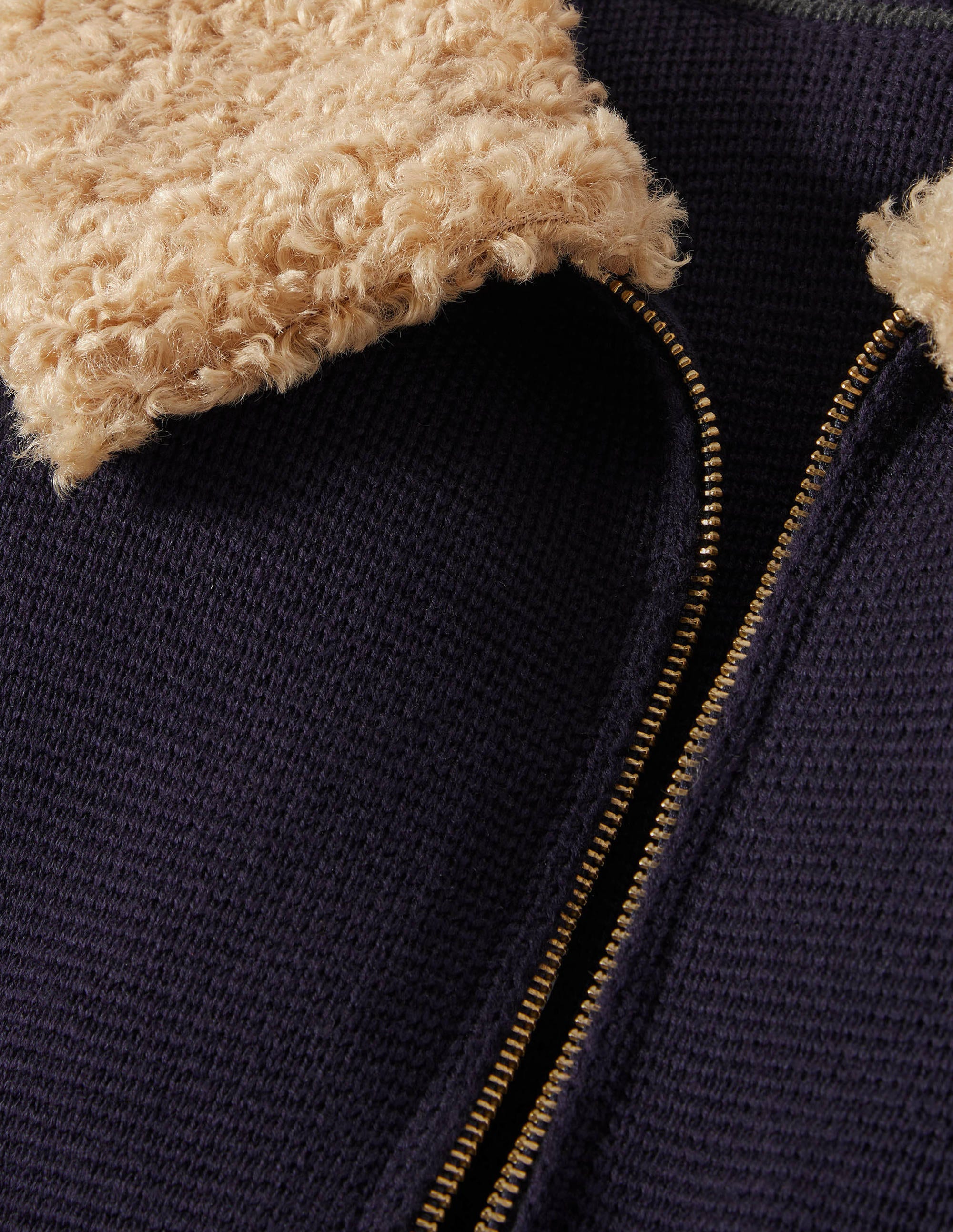 Manteau court façon cardigan en borg-Bleu marine - Image 7