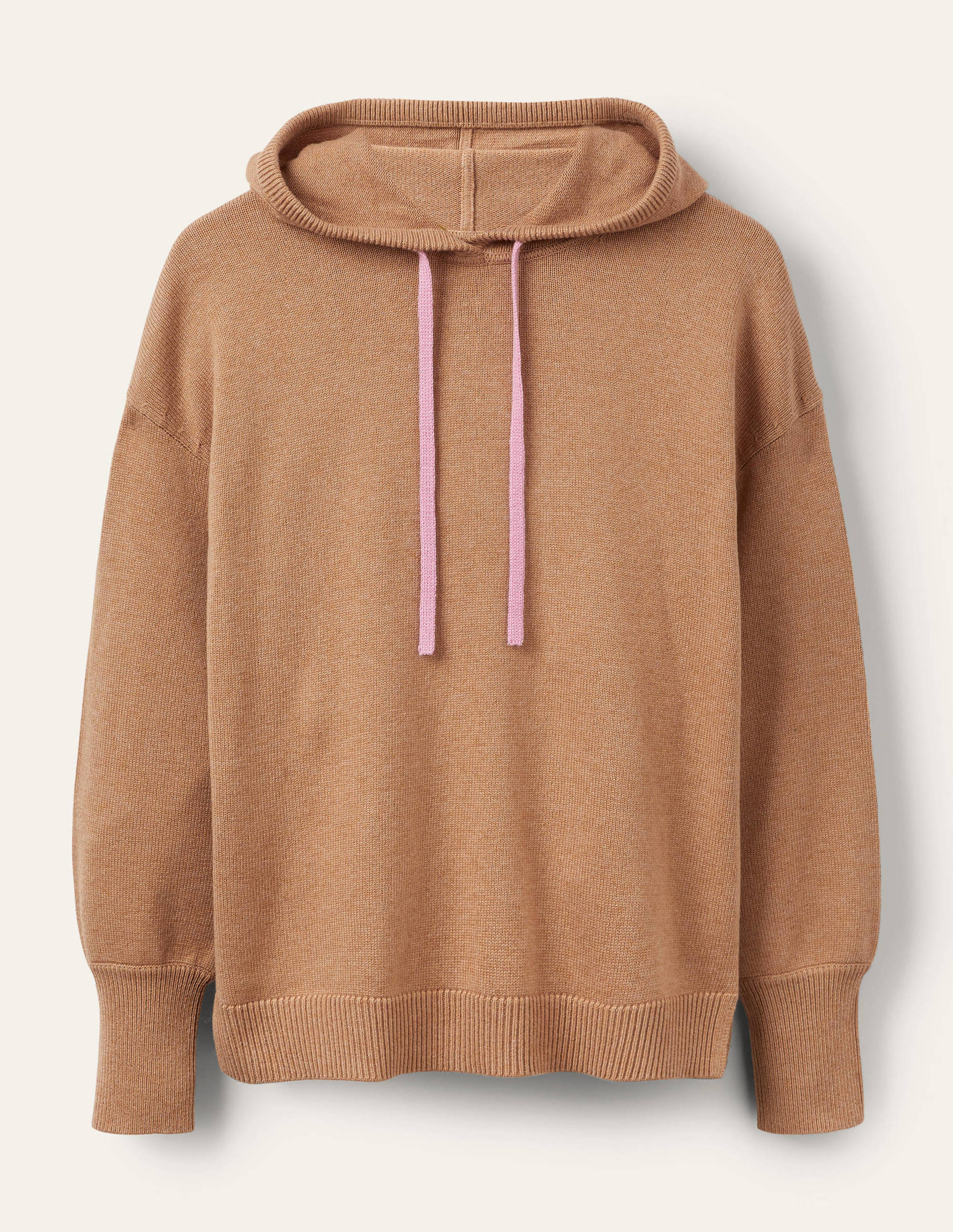 Knitted Relaxed Hoodie-Camel Melange - Image 6