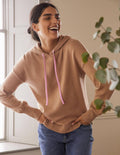 Knitted Relaxed Hoodie-Camel Melange