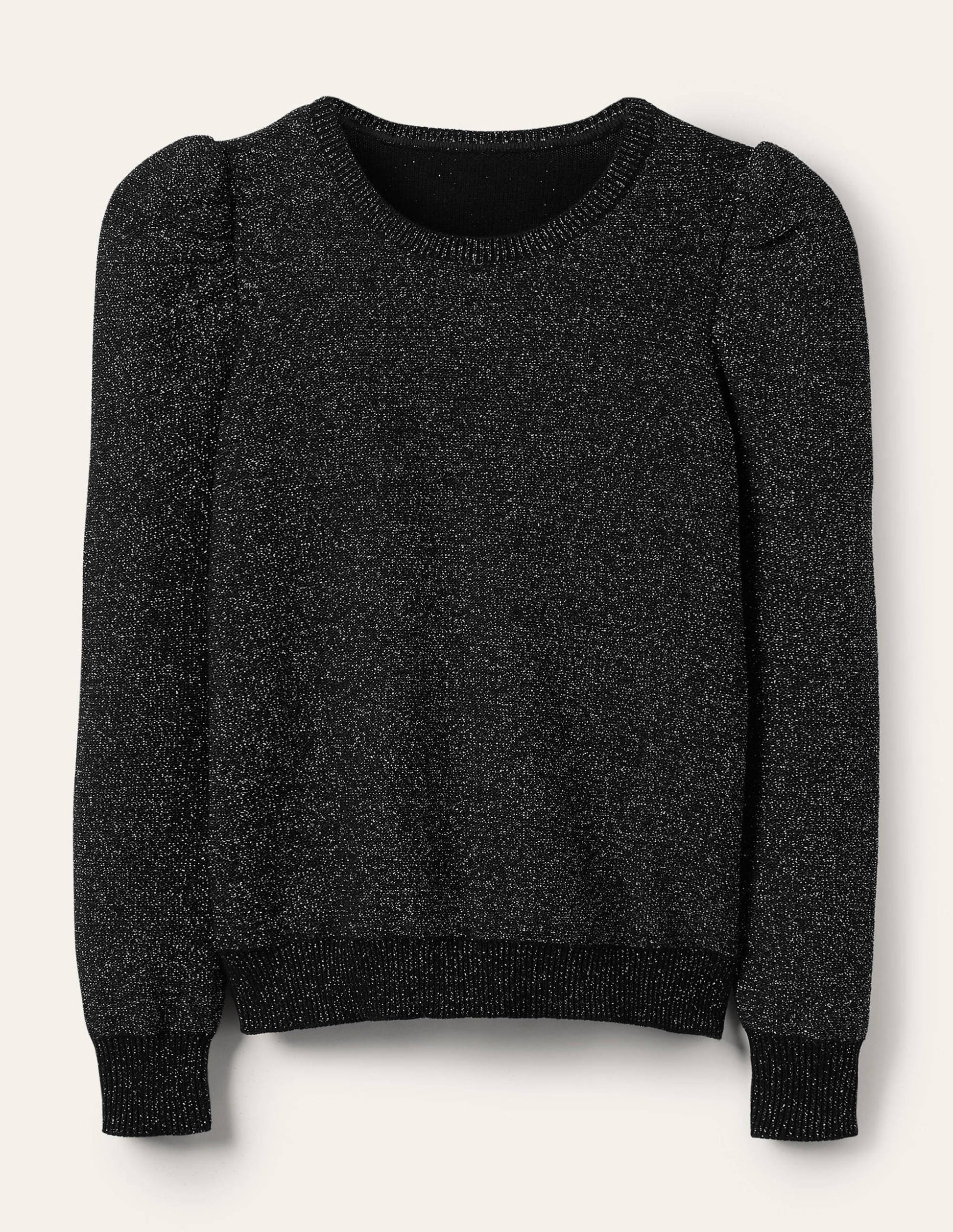 Glitzerpullover mit Puffärmeln-Schwarz, Glitzer-5