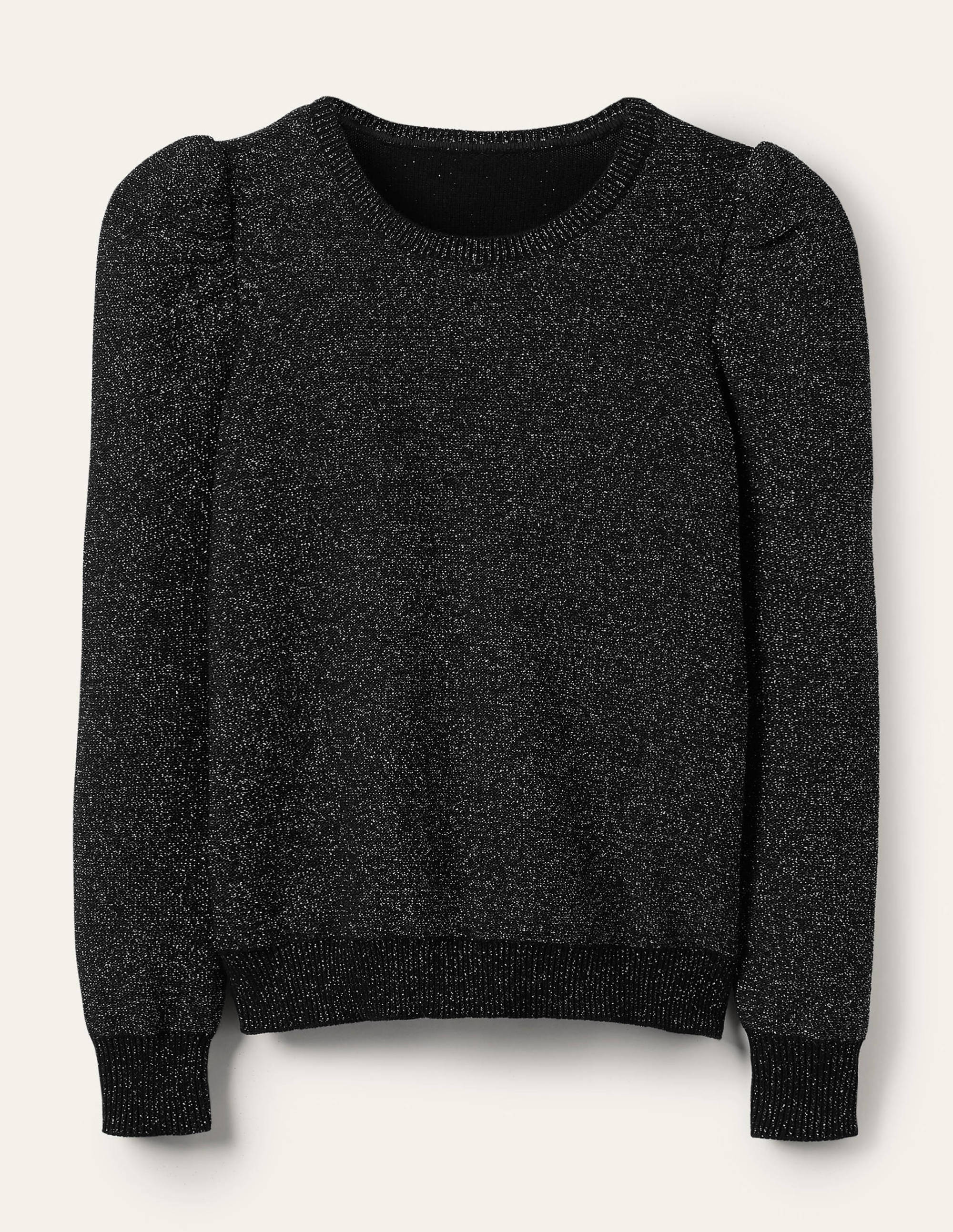 Glitzerpullover mit Puffärmeln-Schwarz, Glitzer - Image 5