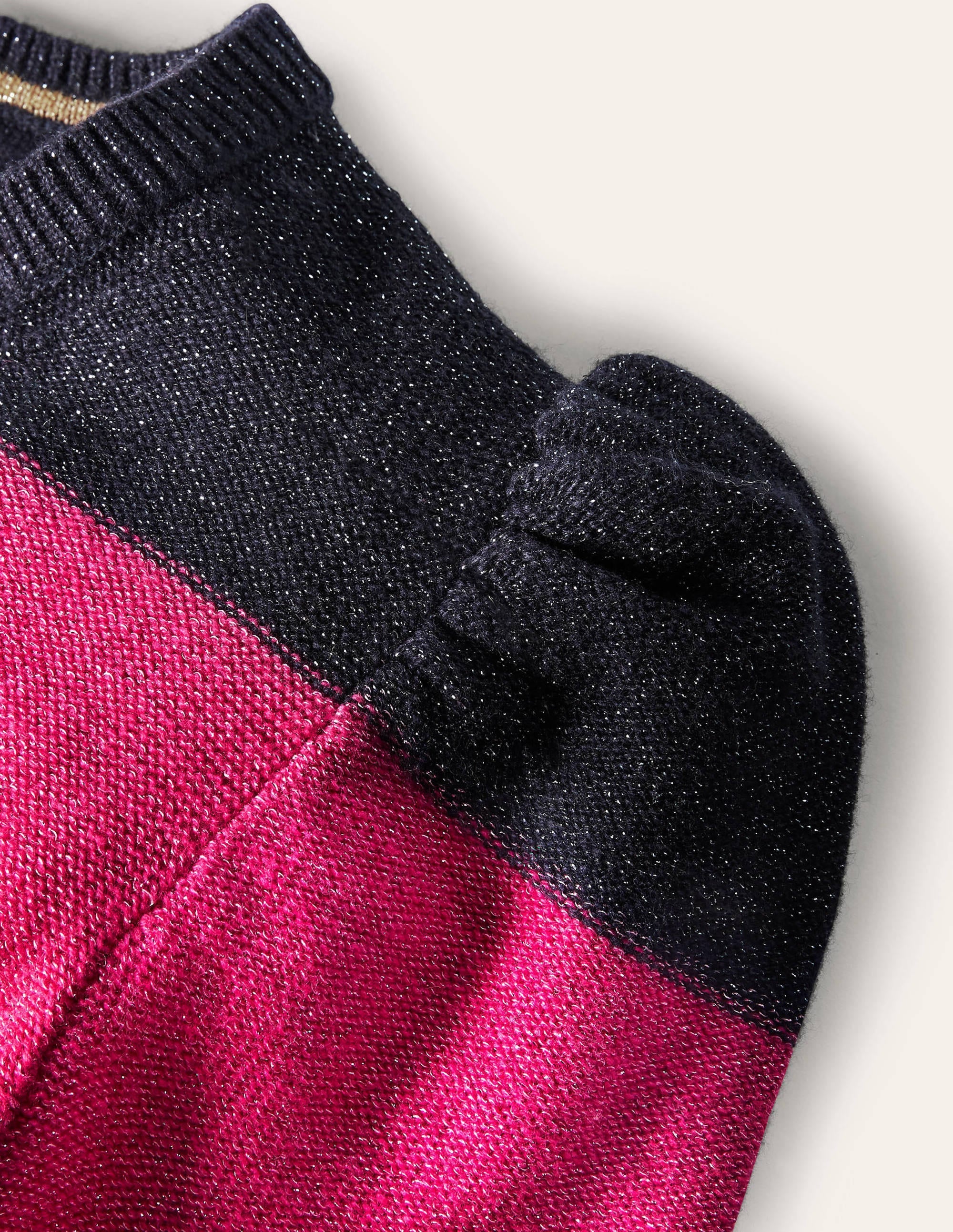 Glitzerpullover mit Puffärmeln-Rosa/Schwarz/Bunt, Lurexstreifen - Image 6