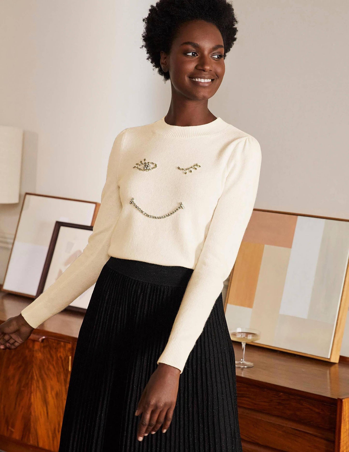 Felicity Verzierter Pullover-Naturweiß