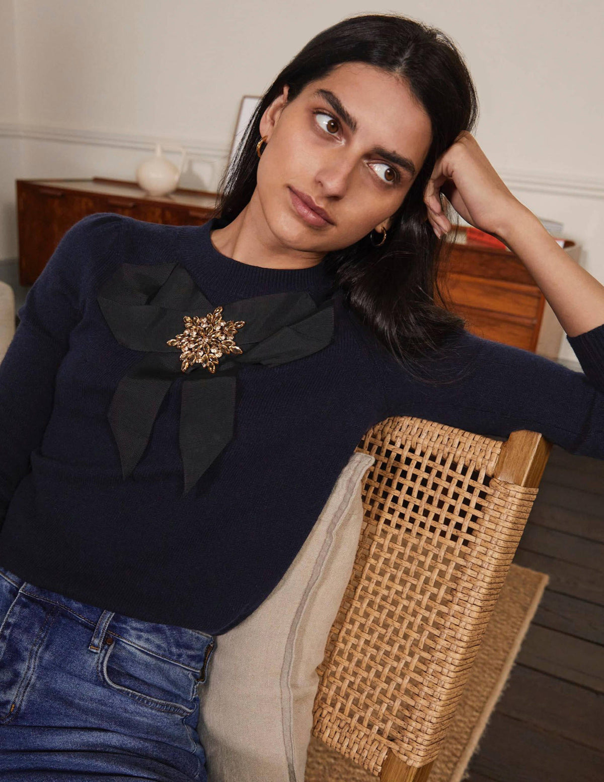 Felicity Verzierter Pullover-Marineblau-1