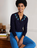 Verzierter Cardigan-Marineblau