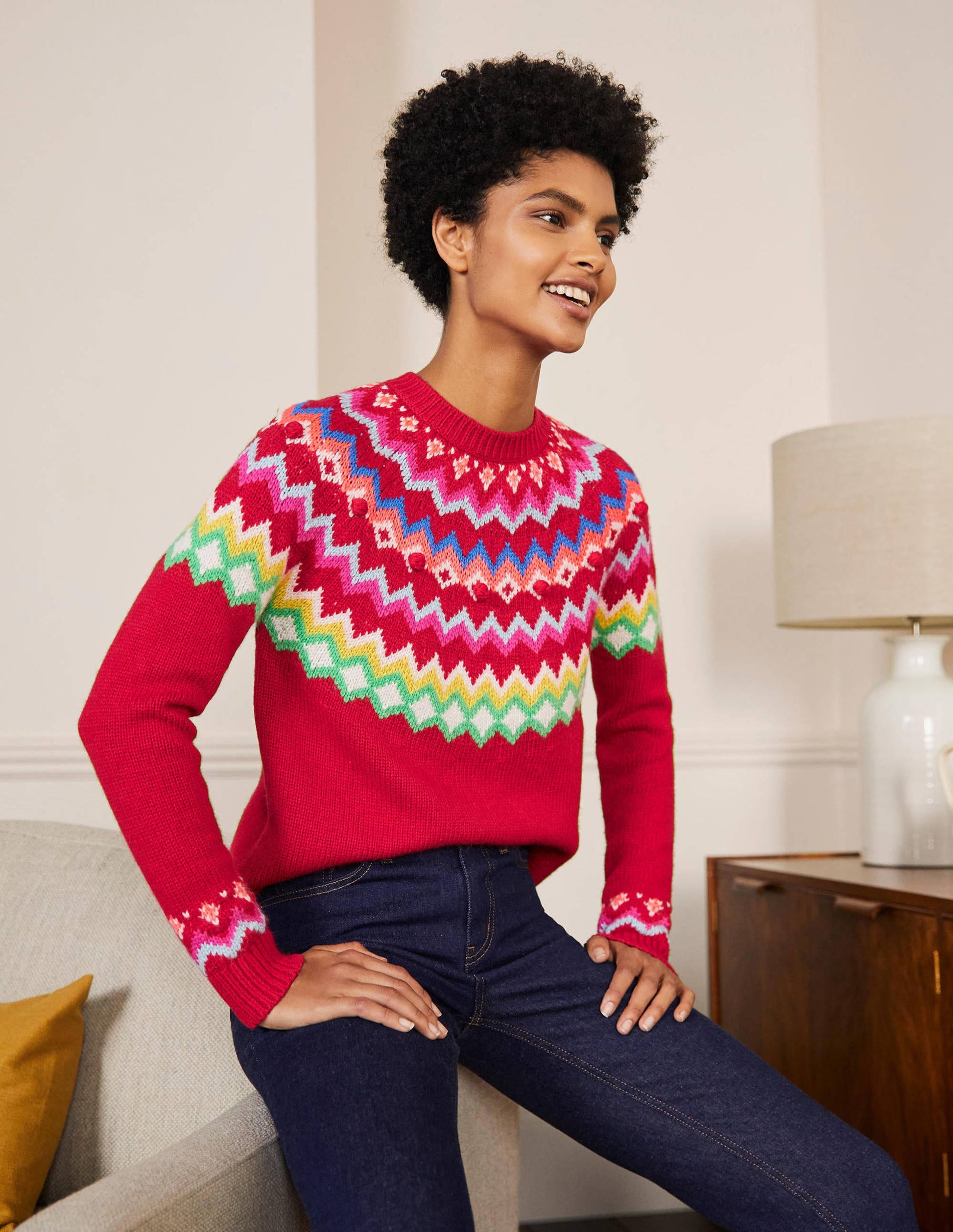 Lässiger Fair-Isle-Pullover-Rockabilly-Rot-1