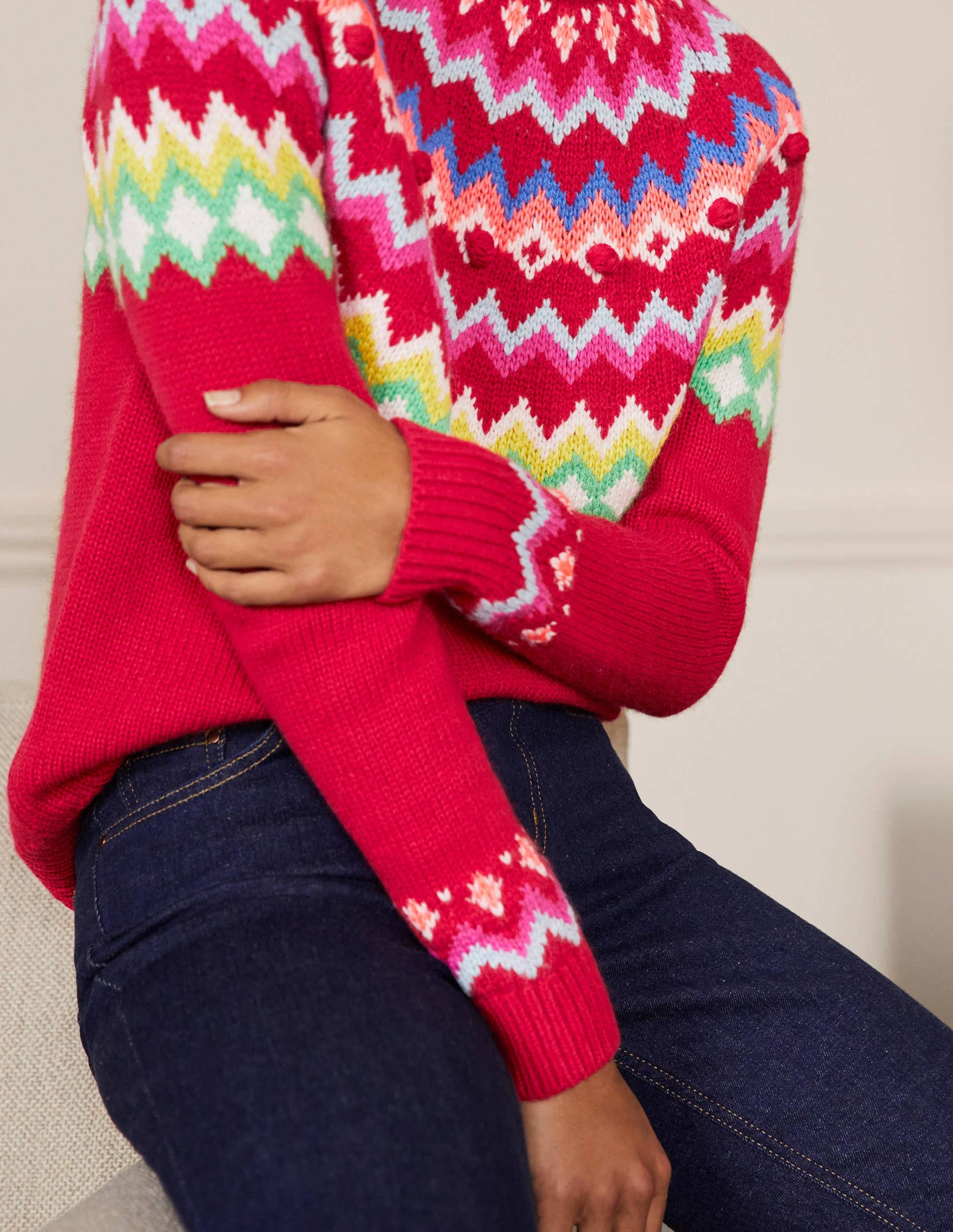 Lässiger Fair-Isle-Pullover-Rockabilly-Rot-2
