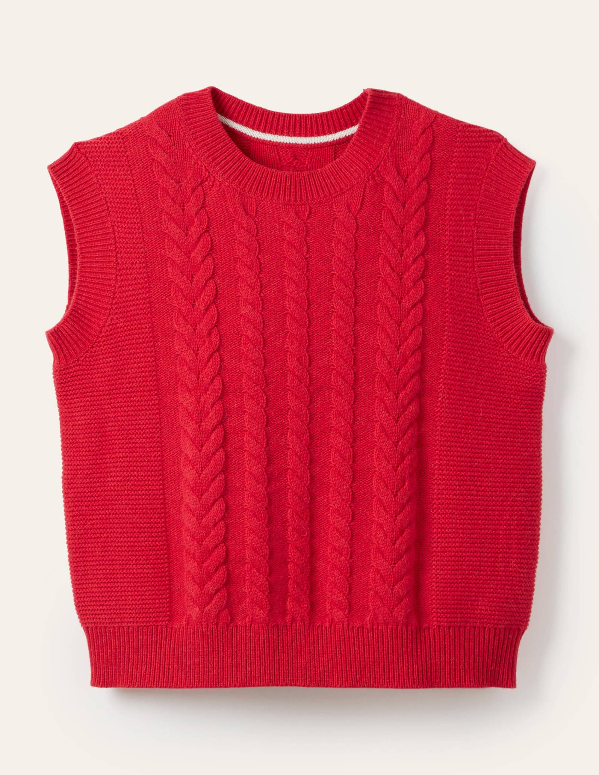 Stricktop mit Zopfstrickmuster-Hellrot - Image 6