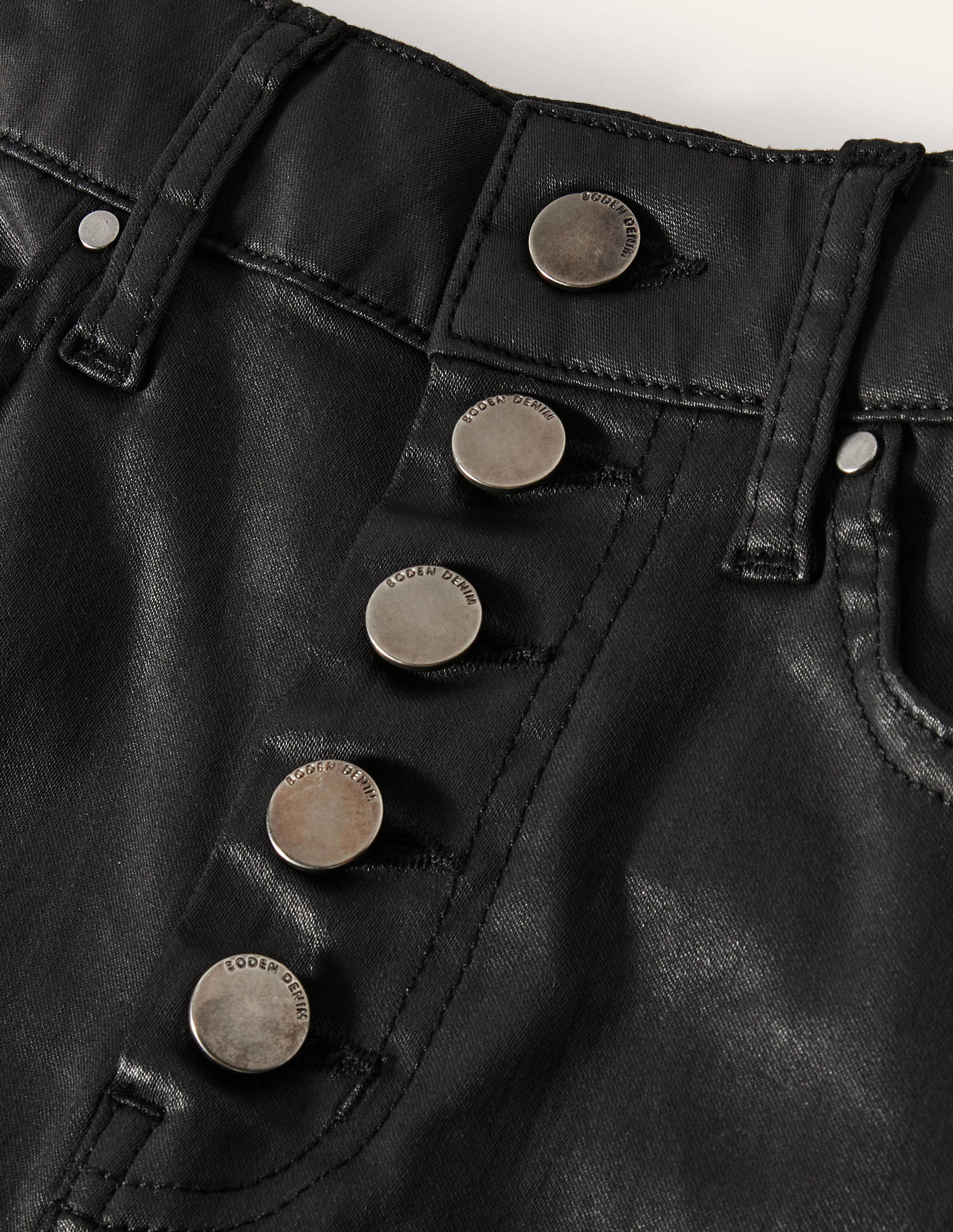 Jean skinny à braguette boutonnée-Noir ciré - Image 5