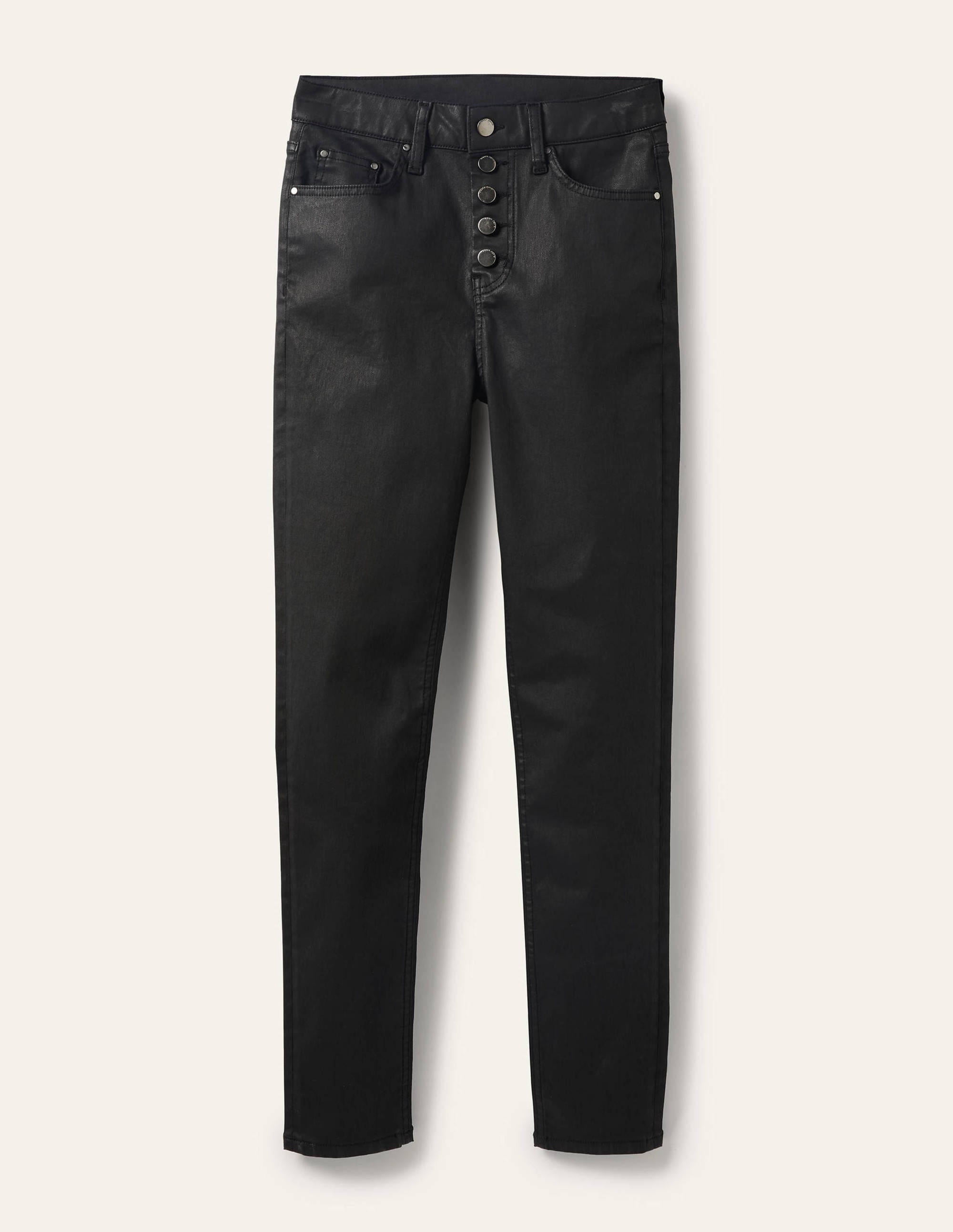 Jean skinny à braguette boutonnée-Noir ciré - Image 6
