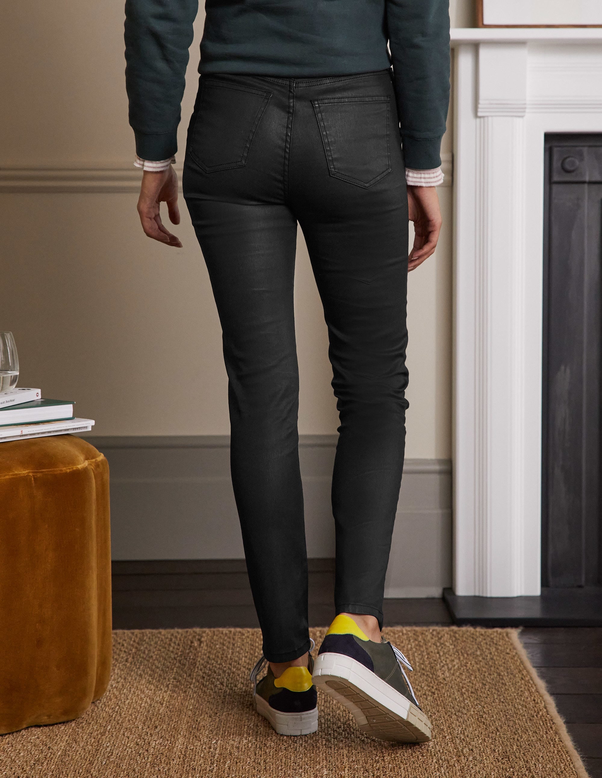 Jean skinny à braguette boutonnée-Noir ciré - Image 3